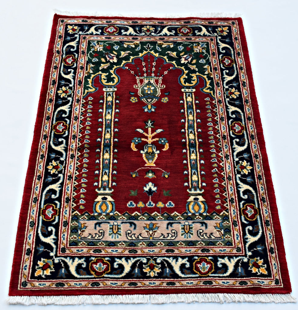 Handmade Traditional Prayer Rug | 121 x 80 cm | 4' x 2'8" - Najaf Rugs & Textile