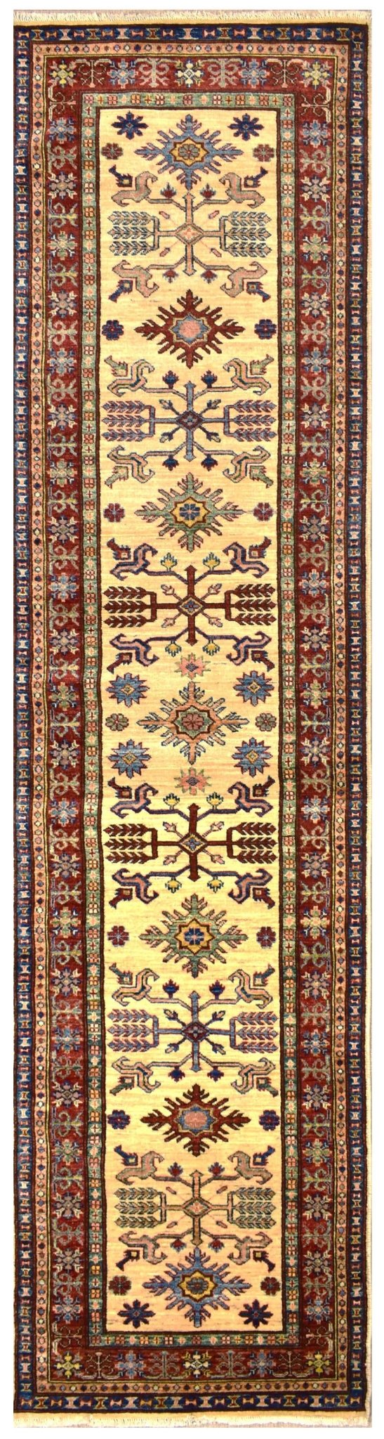 Handmade Traditional Super Kazakh Hallway Runner | 290 x 80 cm | 9'5" x 2'6" - Najaf Rugs & Textile