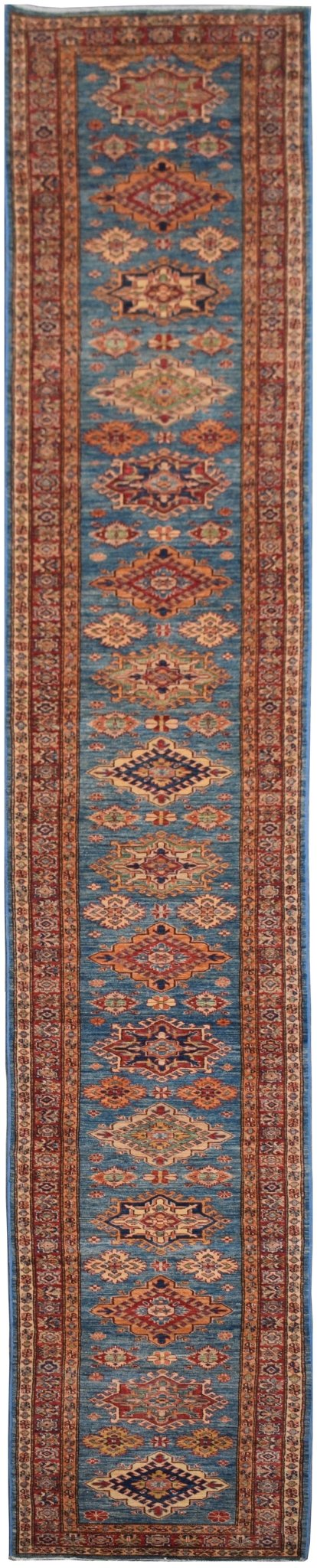Handmade Traditional Super Kazakh Hallway Runner | 690 x 77 cm | 22'8" x 2'6" - Najaf Rugs & Textile