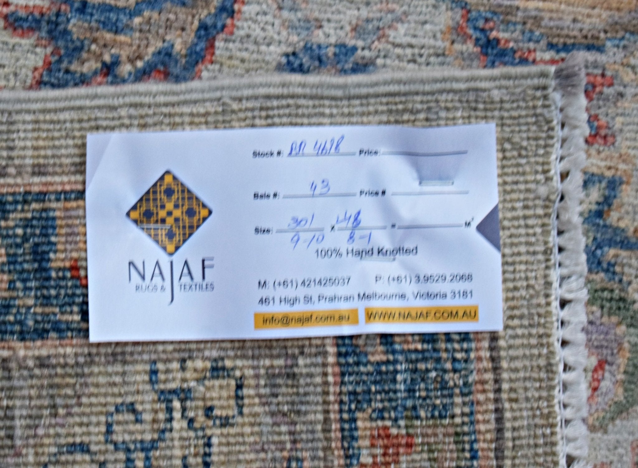 Handmade Transitional Afghan Chobi Rug | 301 x 248 cm | 9'10" x 8'1" - Najaf Rugs & Textile