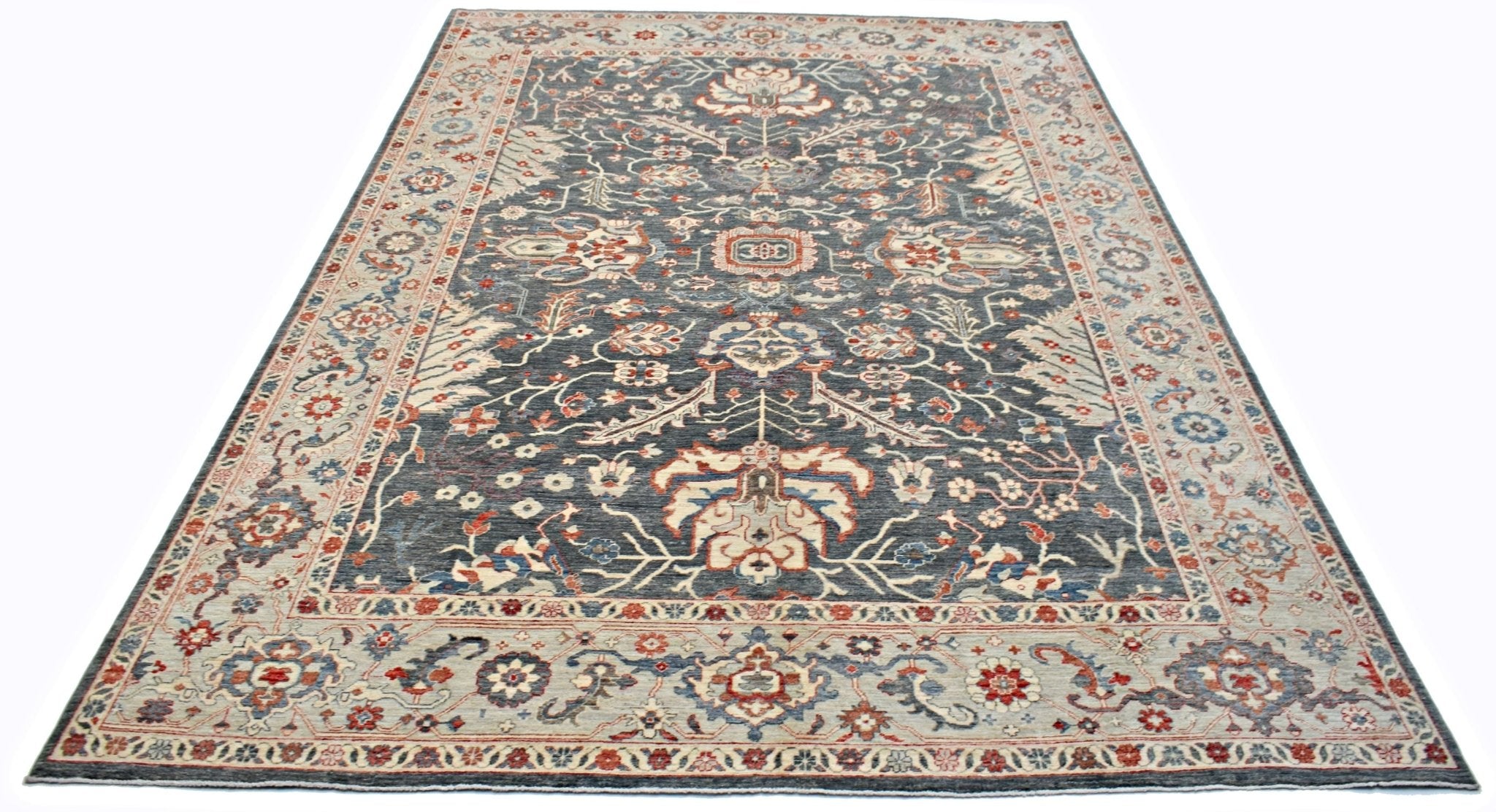 Handmade Transitional Afghan Chobi Rug | 373 x 273 cm | 12'3" x 8'11" - Najaf Rugs & Textile