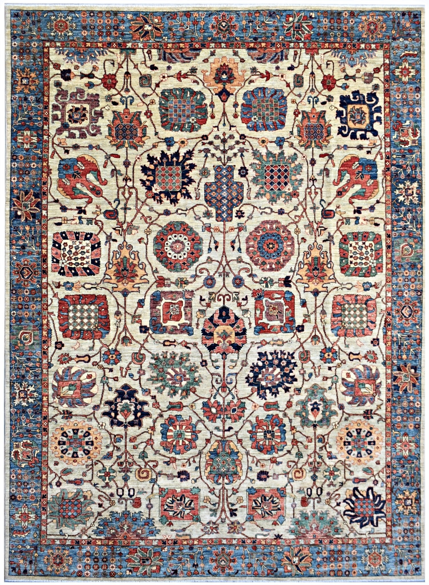 Handmade Transitional Afghan Chobi Rug | 421 x 305 cm | 13'10" x 10' - Najaf Rugs & Textile