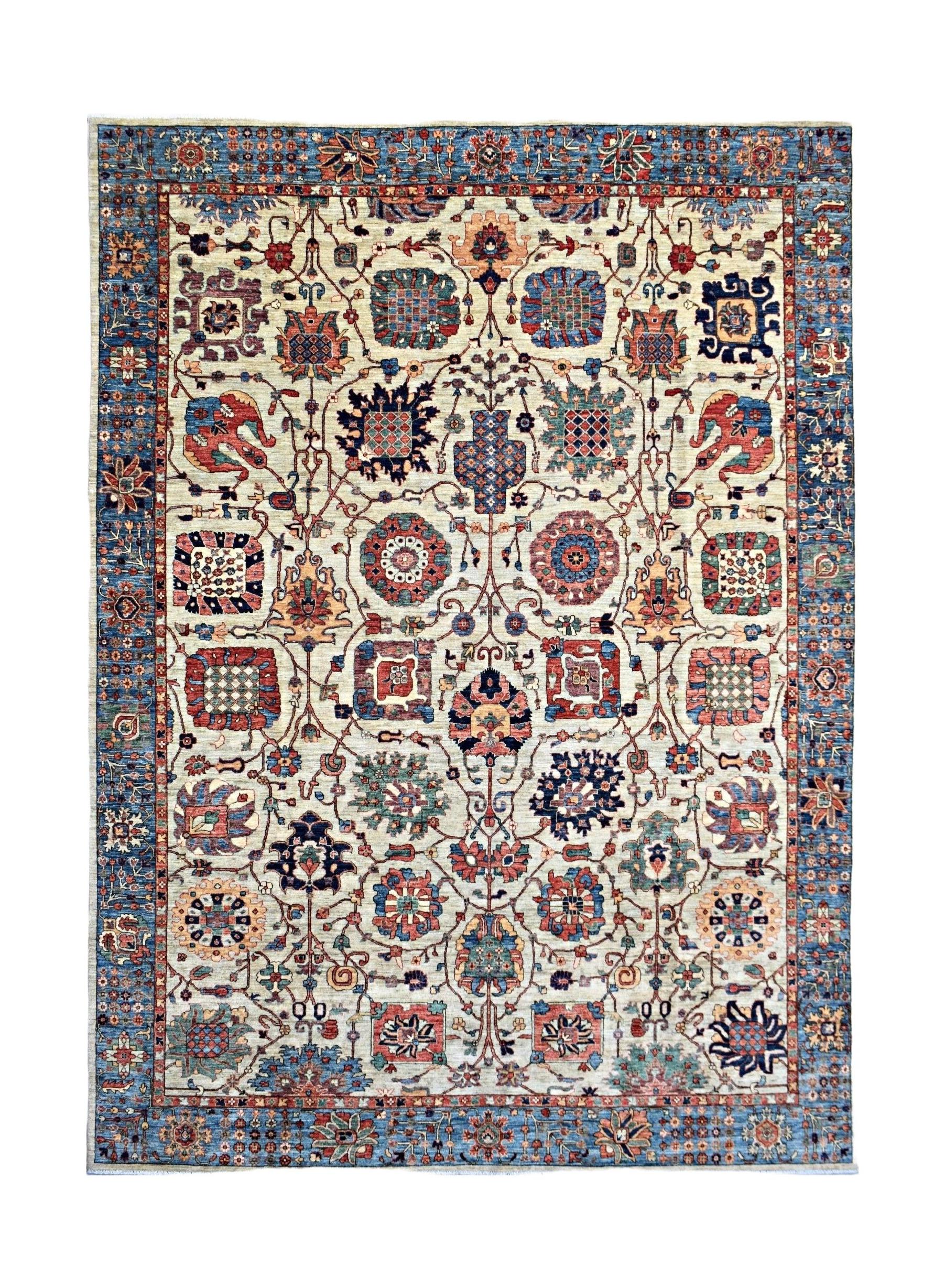 Handmade Transitional Afghan Chobi Rug | 421 x 305 cm | 13'10" x 10' - Najaf Rugs & Textile