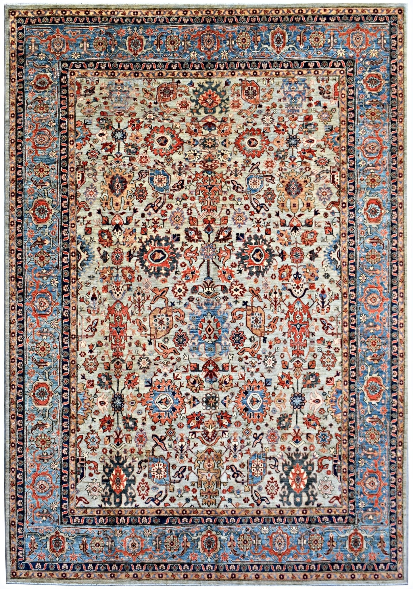 Handmade Transitional Afghan Chobi Rug | 425 x 299 cm | 13'11" x 9'10" - Najaf Rugs & Textile