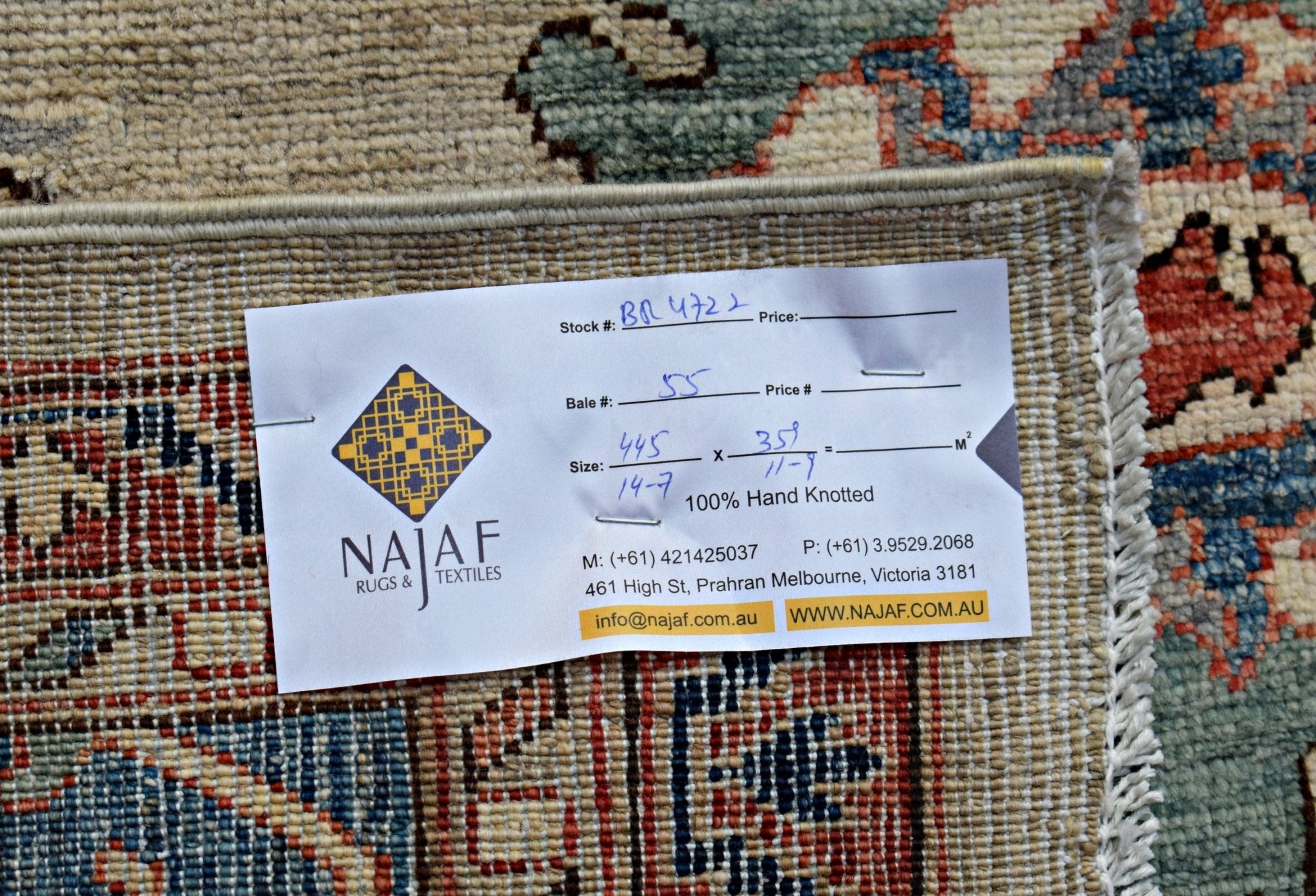 Handmade Transitional Afghan Chobi Rug | 445 x 359 cm | 14'7" x 11'9" - Najaf Rugs & Textile