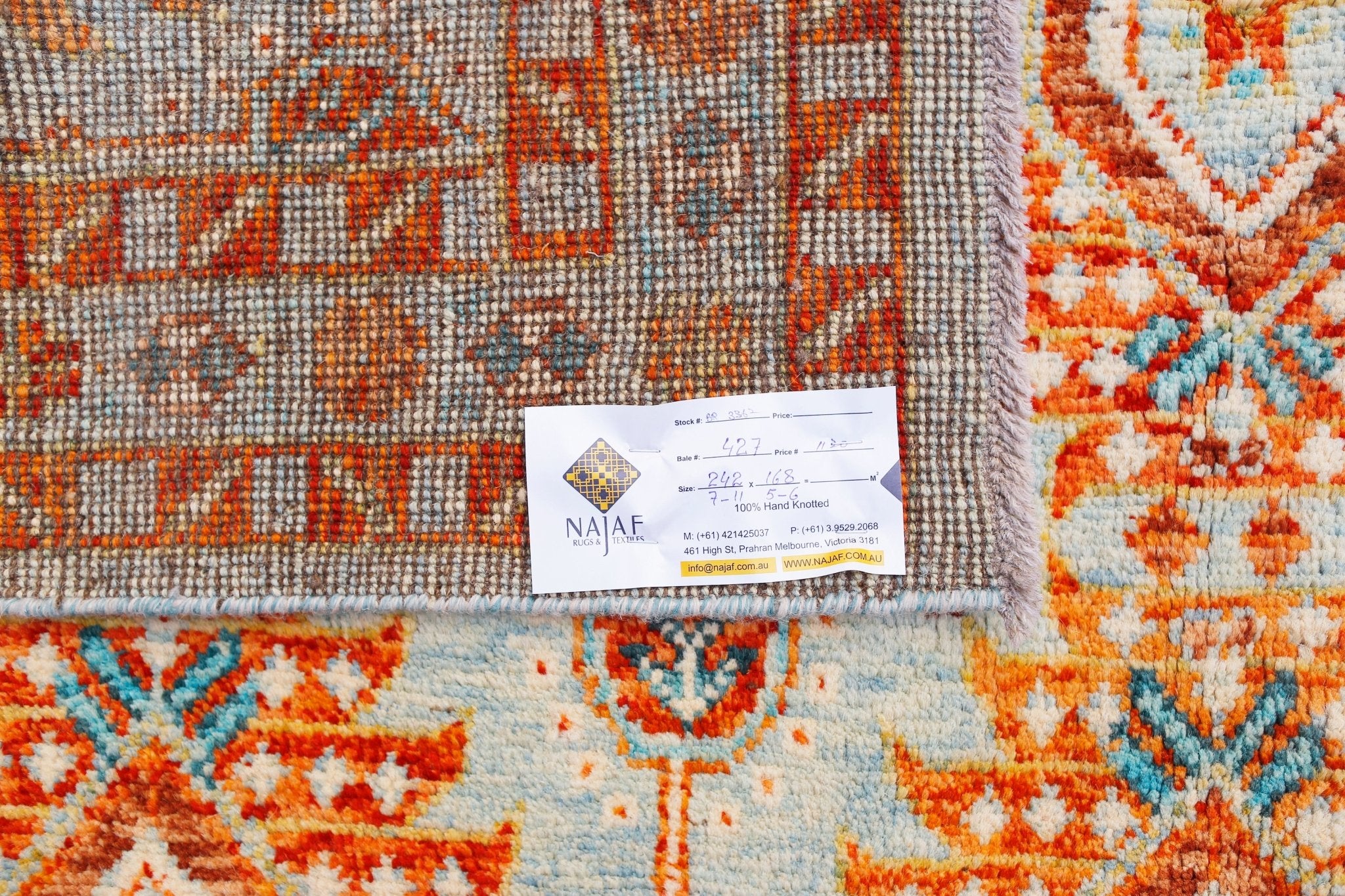 Handmade Transitional Afghan Rug | 242 x 168 cm | 7'11" x 5'6" - Najaf Rugs & Textile