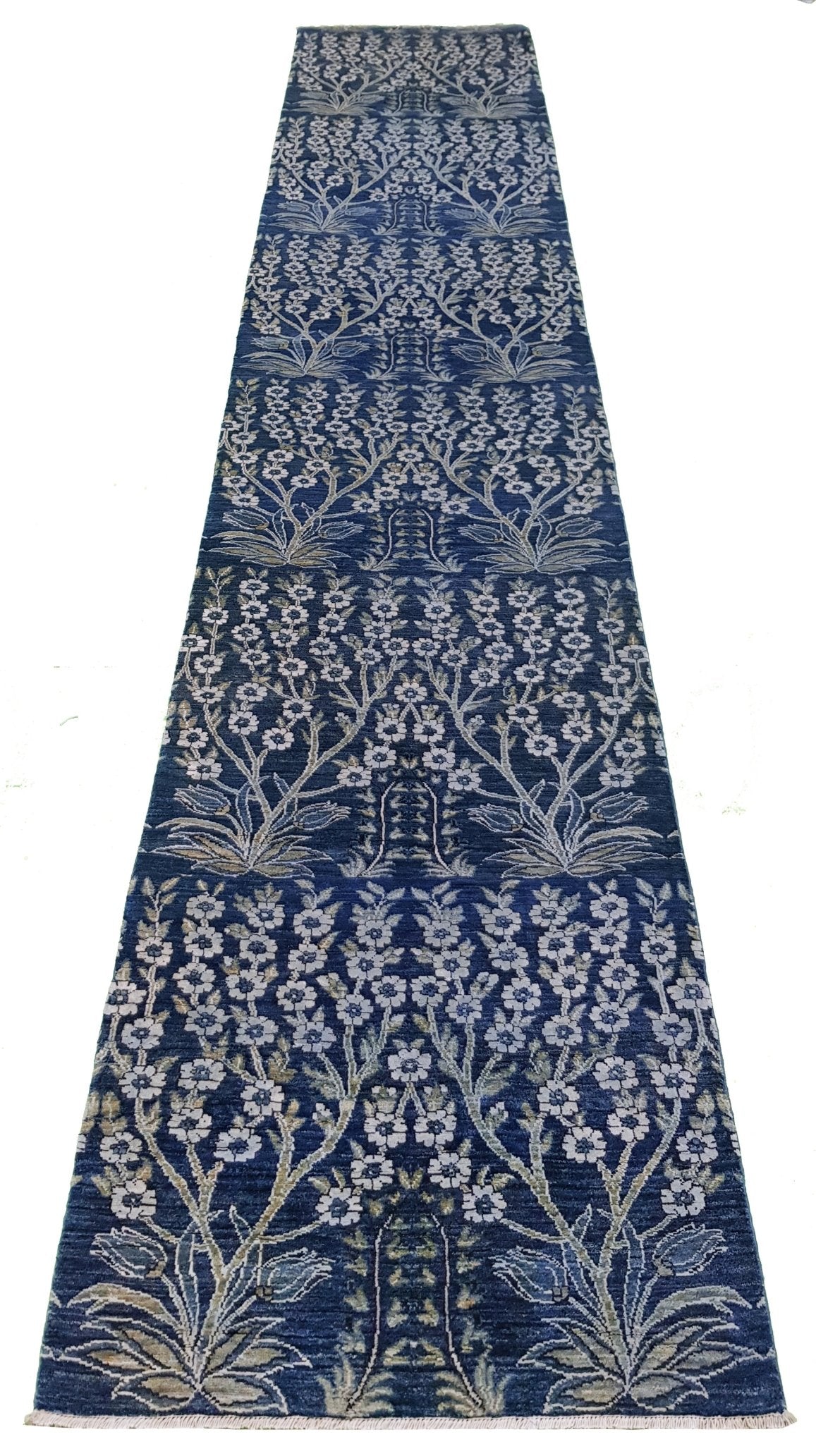 Handmade Transitional Chobi Hallway Runner | 421 x 79 cm | 13'8" x 2'5" - Najaf Rugs & Textile