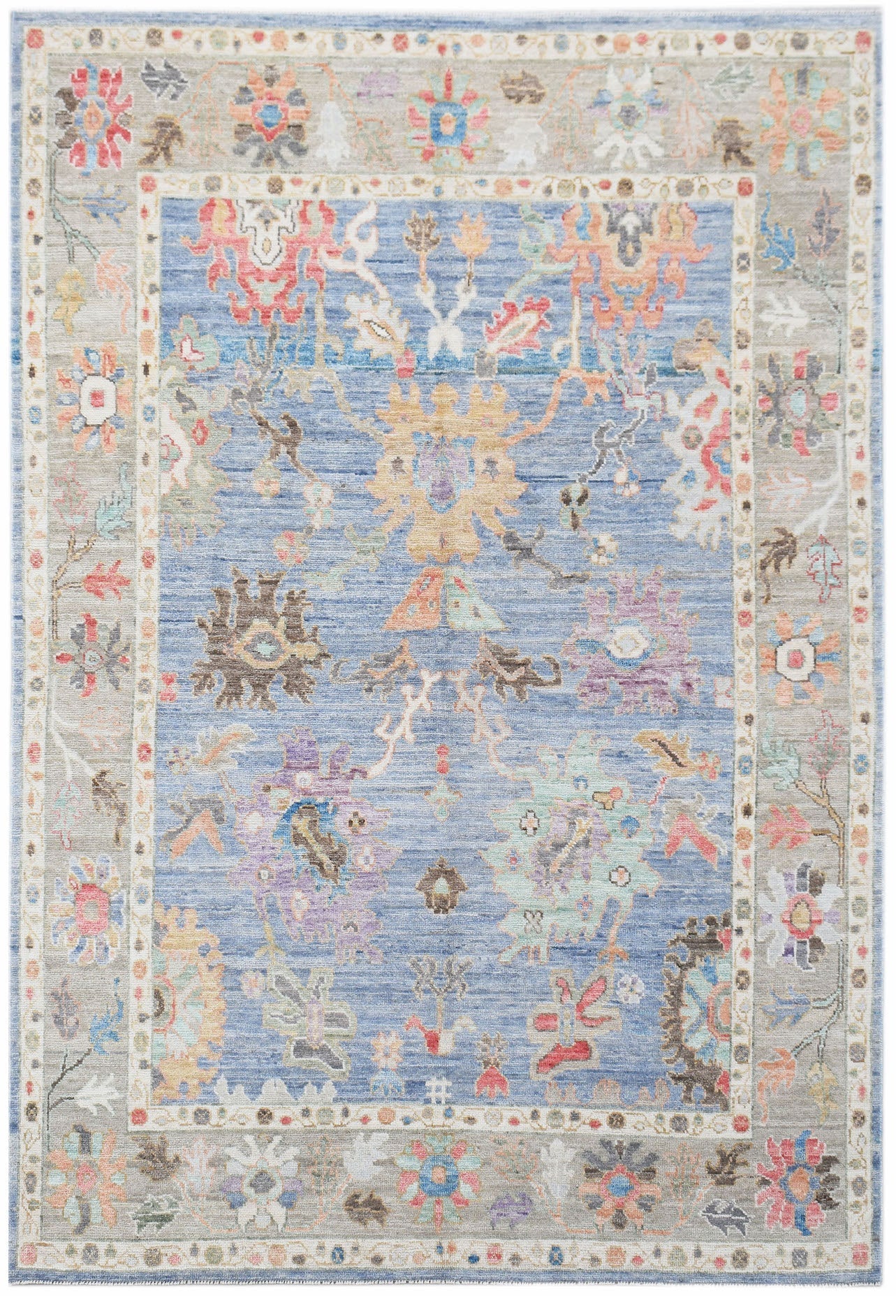 Handmade Transitional Oushak Rug | 251 x 176 cm | 8'3" x 5'9" - Najaf Rugs & Textile
