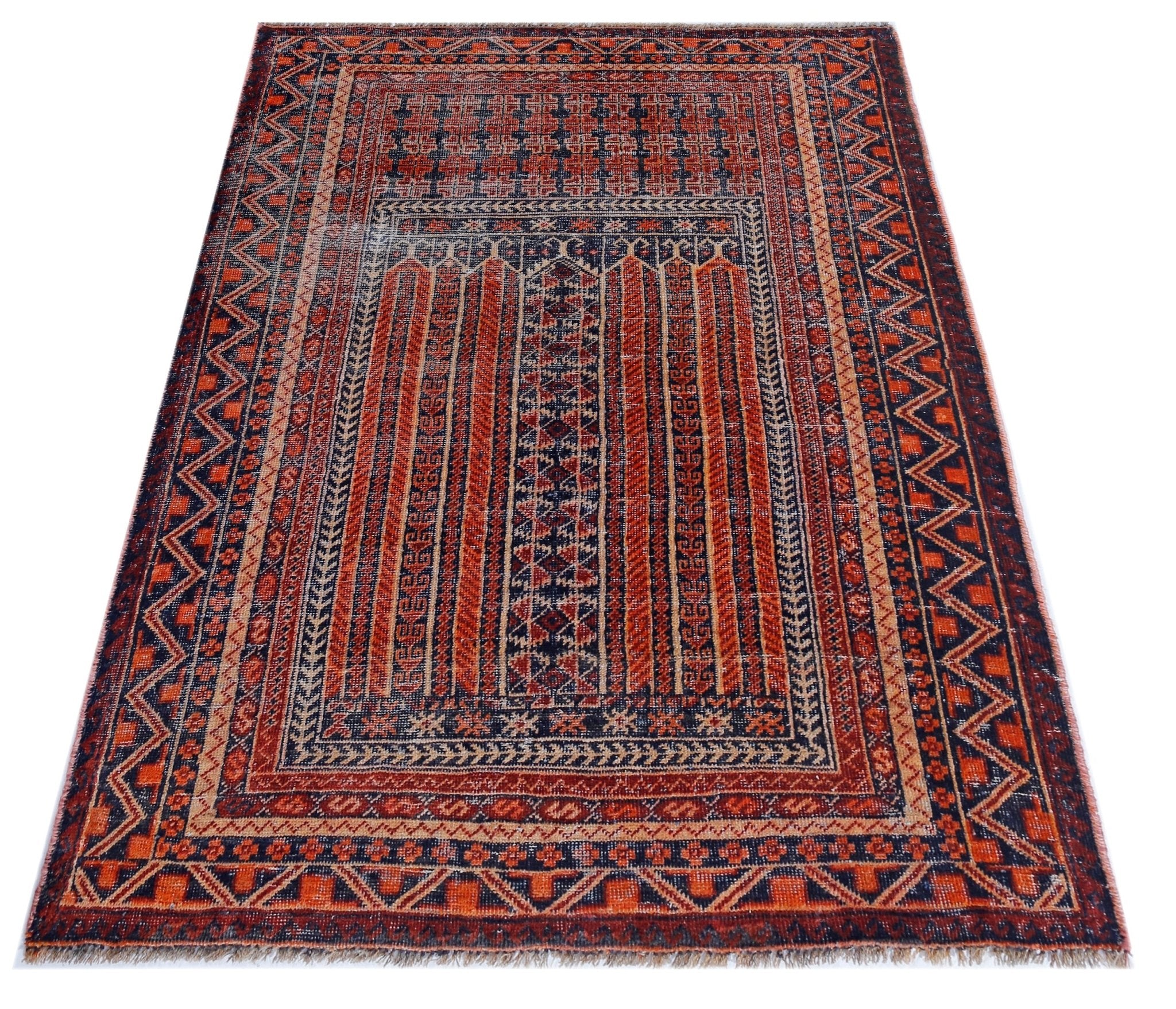 Handmade Tribal Afghan Balouch Prayer Rug | 126 x 85 cm | 4'2" x 2'9" - Najaf Rugs & Textile