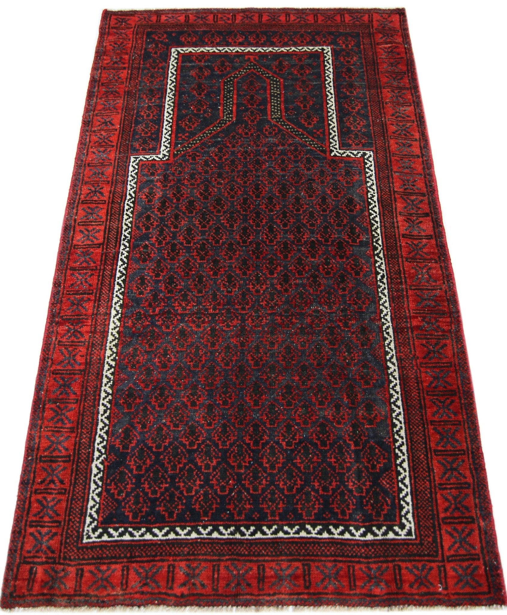 Handmade Tribal Afghan Balouch Prayer Rug | 128 x 83 cm | 4'2" x 2'9" - Najaf Rugs & Textile