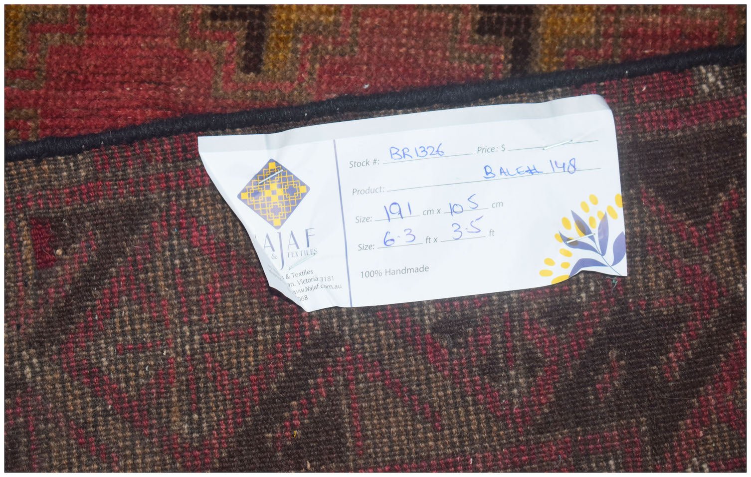 Handmade Tribal Afghan Balouch Rug | 191 x 105 cm | 6'3" x 3'5" - Najaf Rugs & Textile