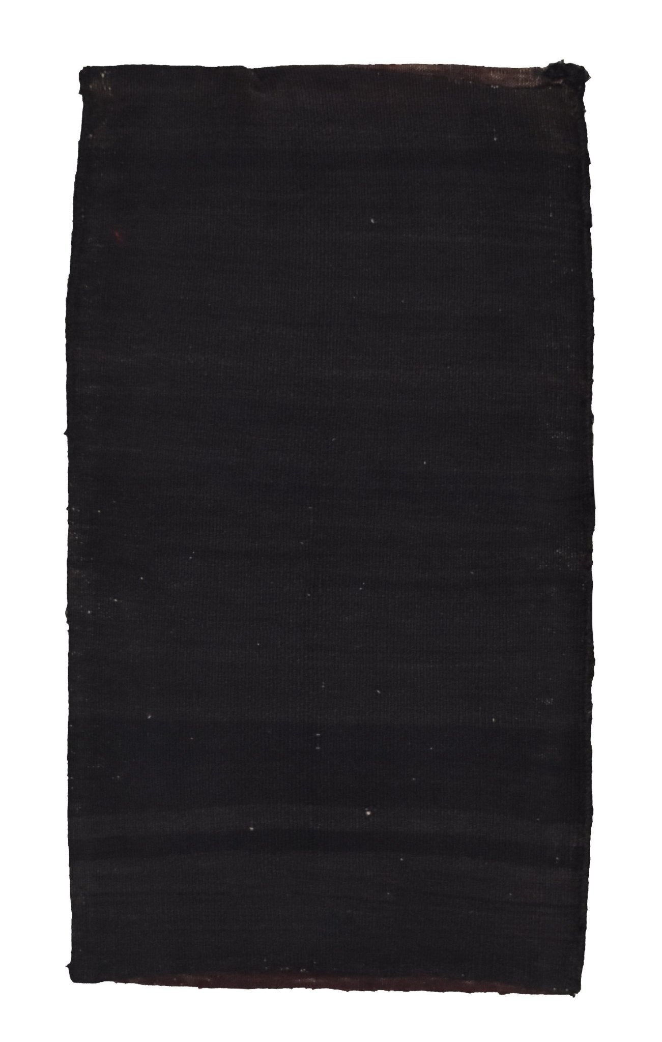 A rectangular, handmade vintage Afghan Baluch cushion cover in solid black wool.