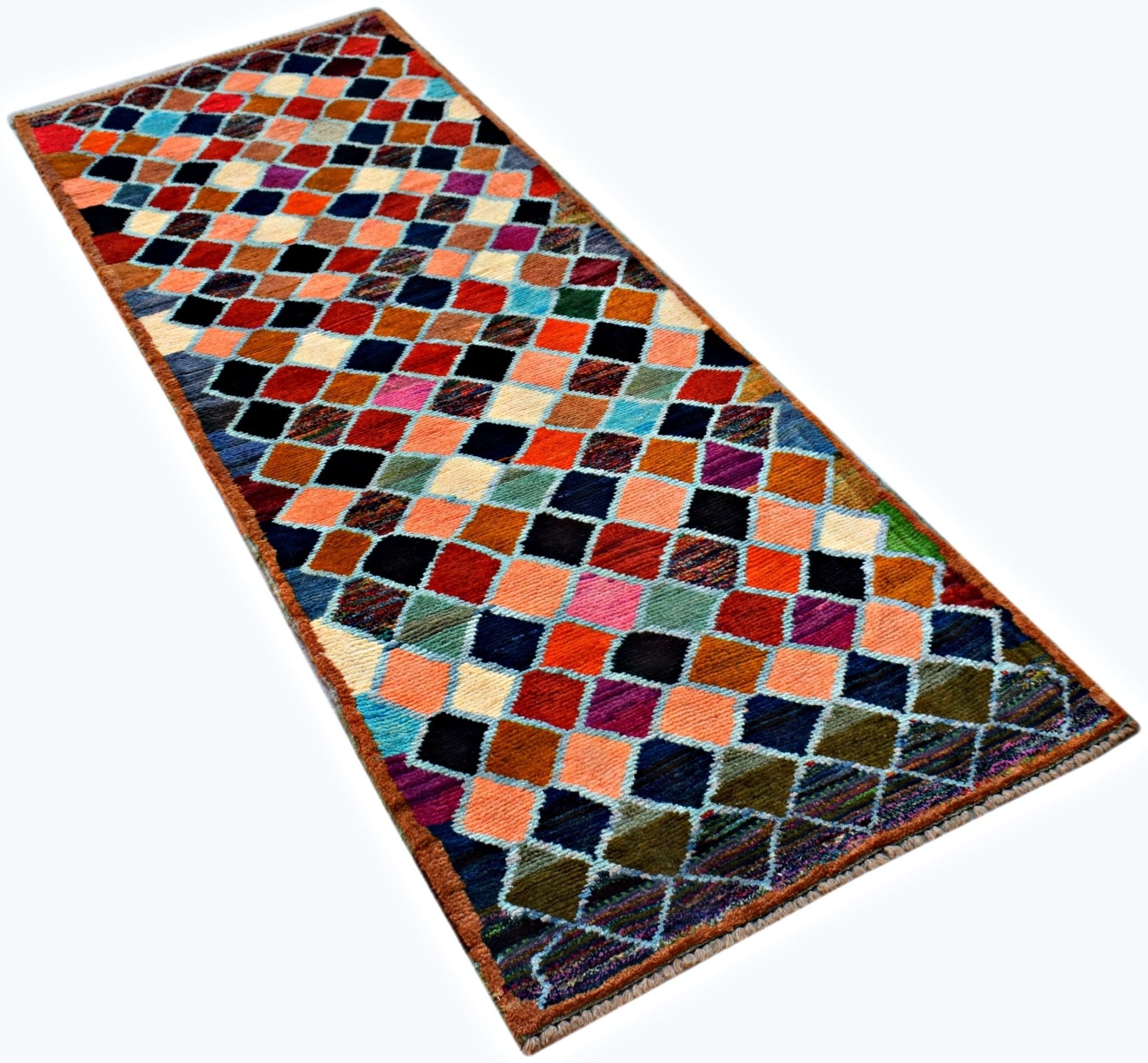 Handmade Tribal Afghan Berber Hallway Runner | 205 x 72 cm | 6'9" x 2'5" - Najaf Rugs & Textile