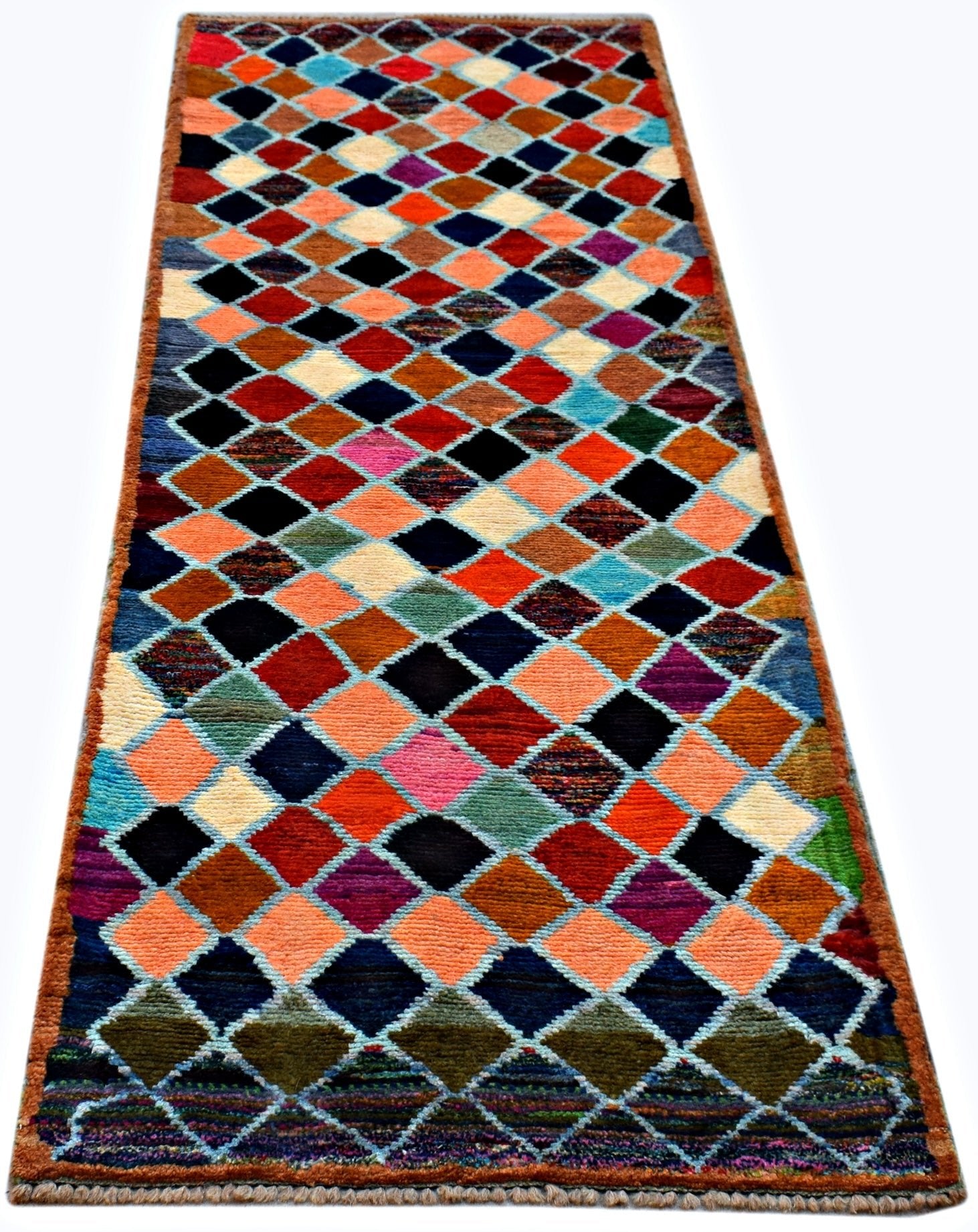 Handmade Tribal Afghan Berber Hallway Runner | 205 x 72 cm | 6'9" x 2'5" - Najaf Rugs & Textile