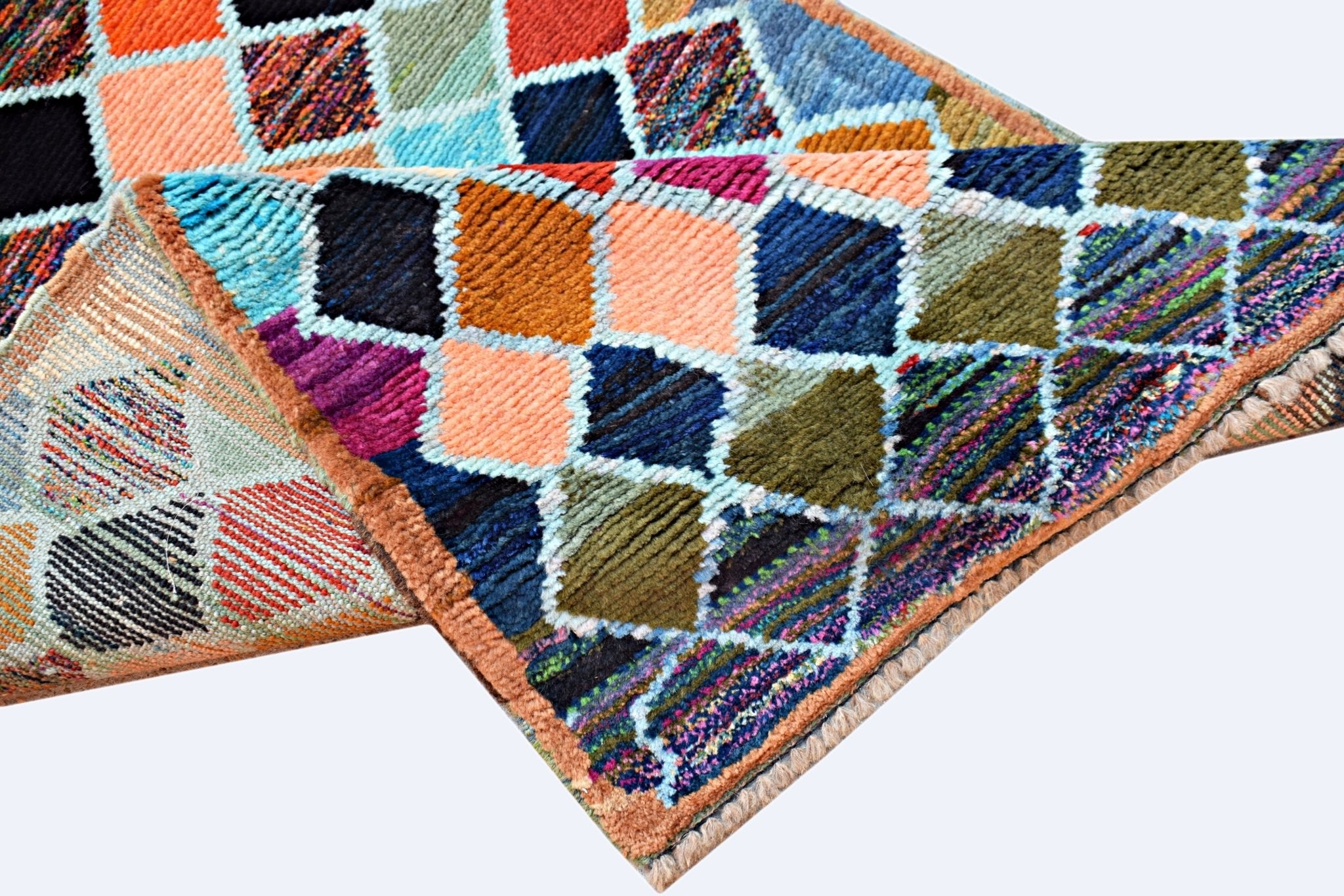 Handmade Tribal Afghan Berber Hallway Runner | 205 x 72 cm | 6'9" x 2'5" - Najaf Rugs & Textile