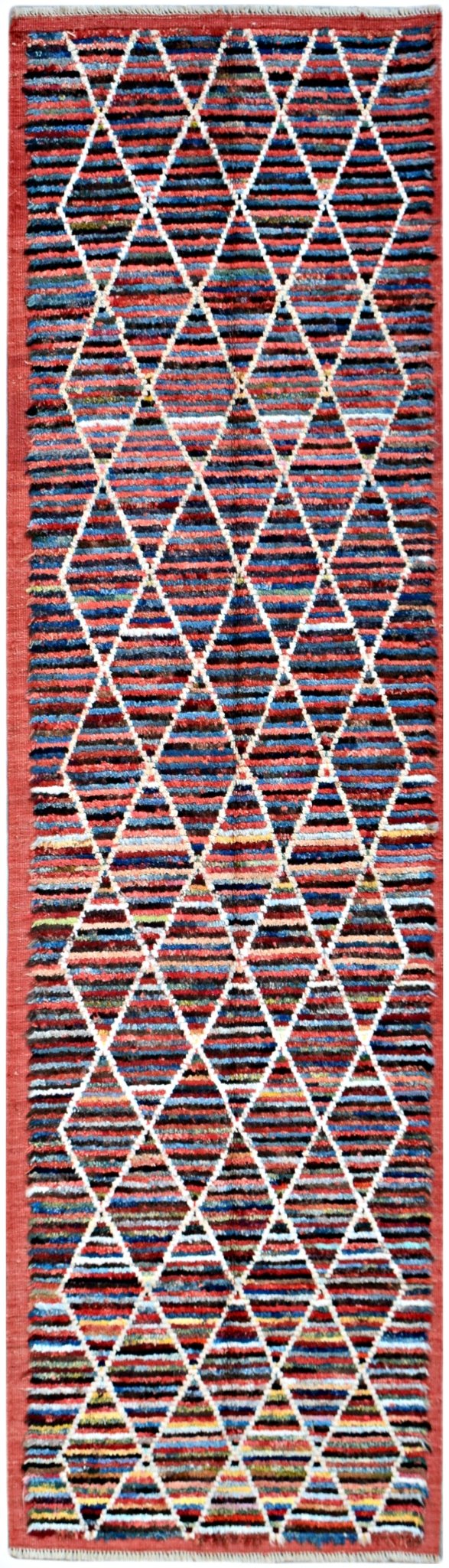 Handmade Tribal Afghan Berber Hallway Runner | 300 x 89 cm | 9'10" x 2'11" - Najaf Rugs & Textile