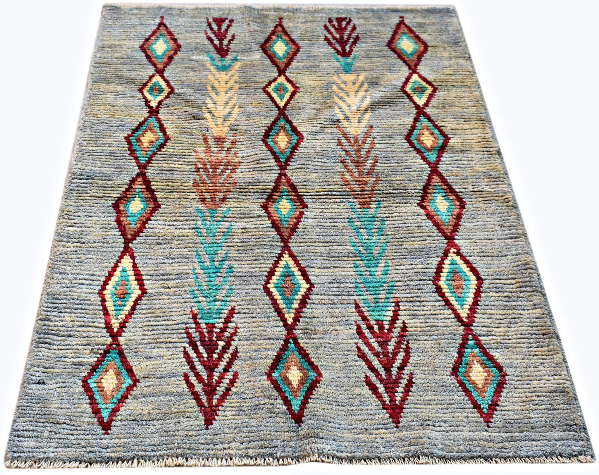 Handmade Tribal Afghan Berber Rug | 138 x 102 cm | 4'6" x 3'4" - Najaf Rugs & Textile