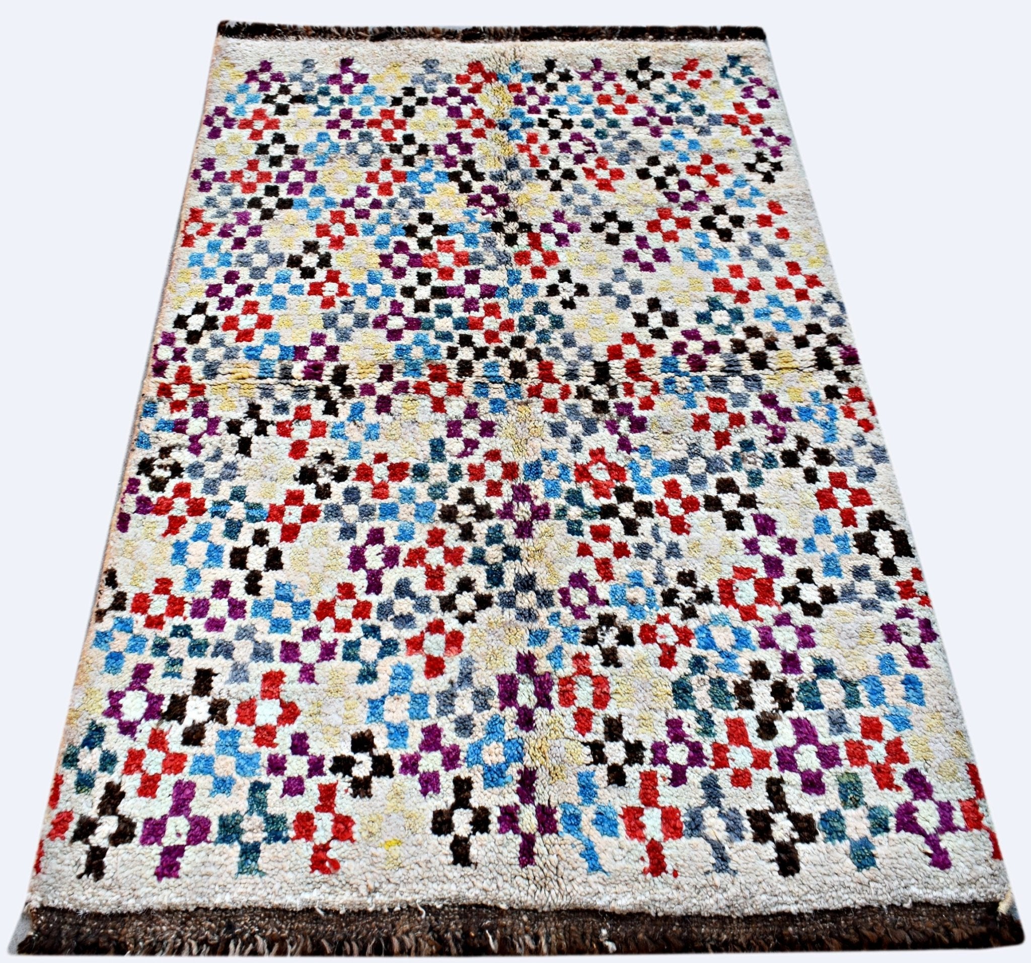 Handmade Tribal Afghan Berber Rug | 139 x 92 cm | 4'5" x 3' - Najaf Rugs & Textile