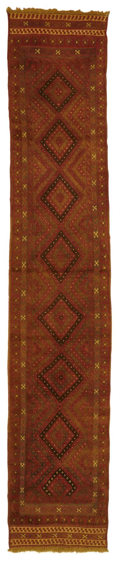 Handmade Tribal Afghan Mashwani Hallway Runner | 322 x 60 cm | 11'7" x 1'9" - Najaf Rugs & Textile