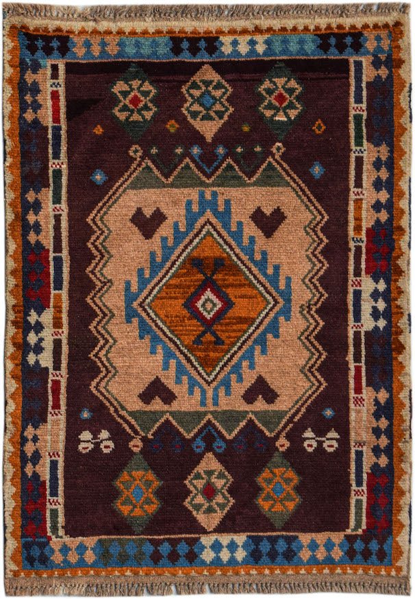 Handmade Tribal Afghan Rug | 111 x 82 cm | 3'8" x 2'8" - Najaf Rugs & Textile