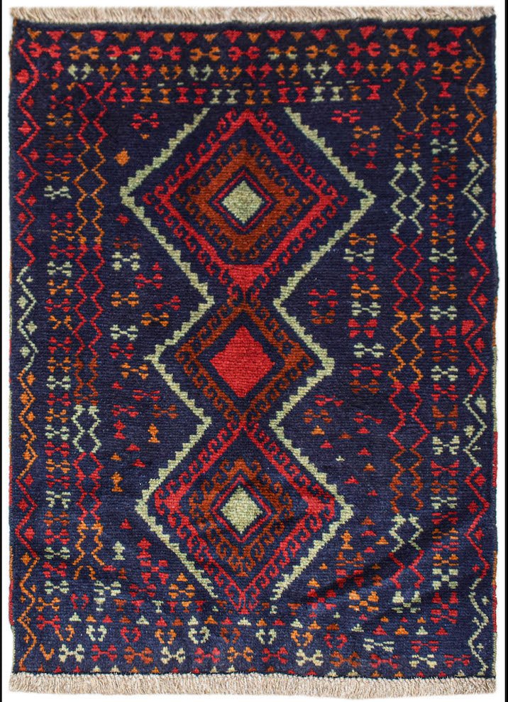 Handmade Tribal Afghan Rug | 115 x 83 cm | 3'9" x 2'9" - Najaf Rugs & Textile