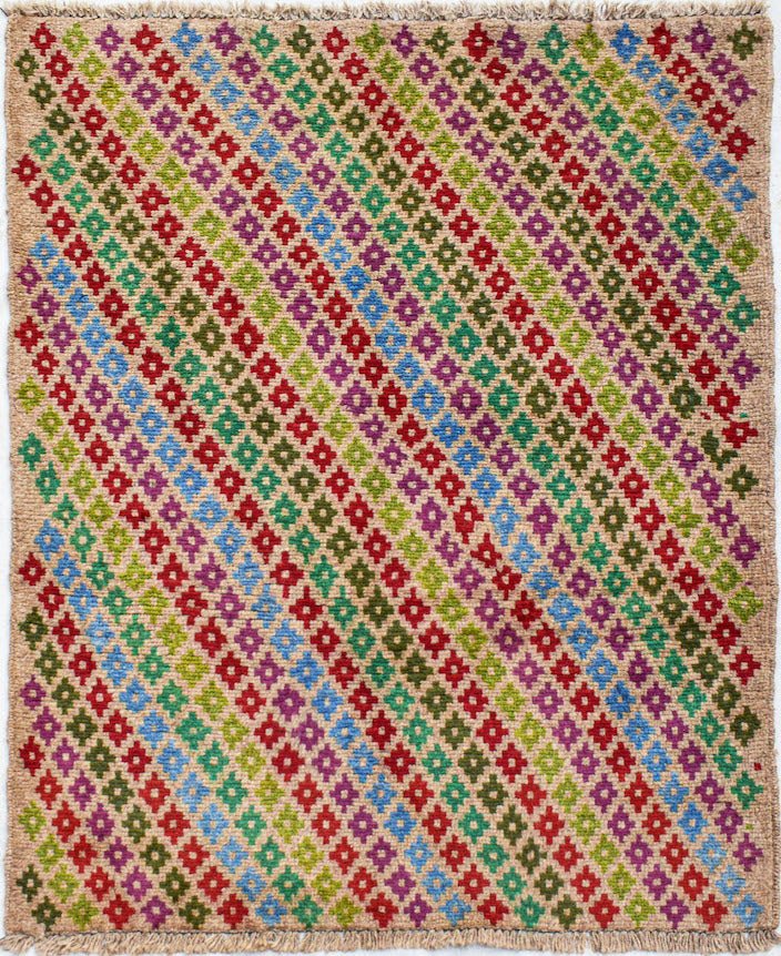 Handmade Tribal Afghan Rug | 132 x 103 cm | 4'4" x 3'5" - Najaf Rugs & Textile