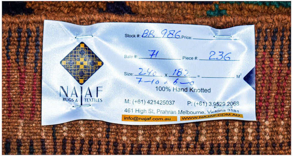Handmade Tribal Afghan Rug | 240 x 182 cm | 7'10" x 6' - Najaf Rugs & Textile