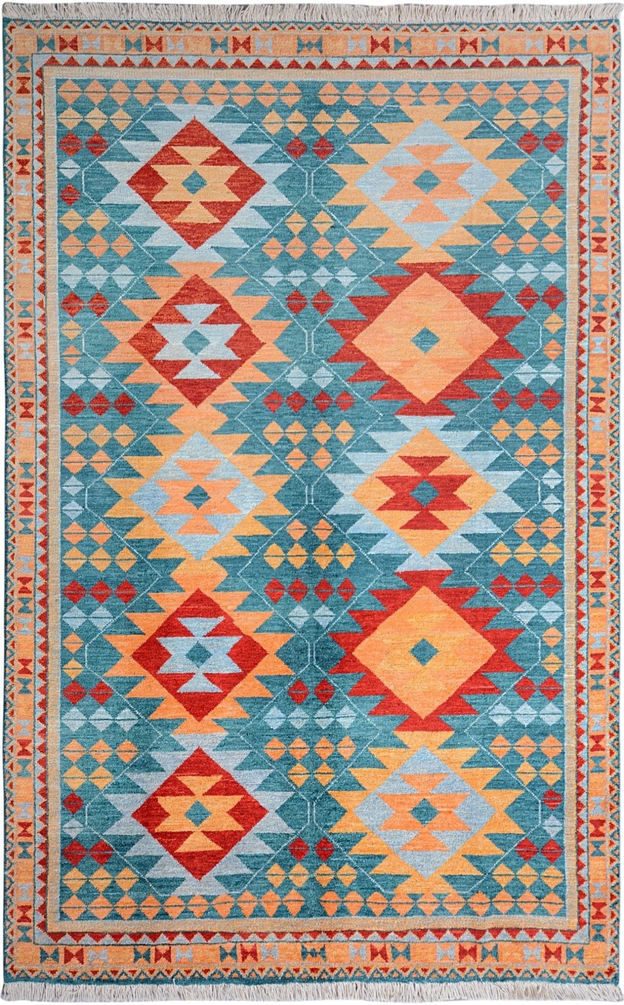 Handmade Tribal Afghan Rug | 304 x 199 cm | 9'9" x 6'5" - Najaf Rugs & Textile