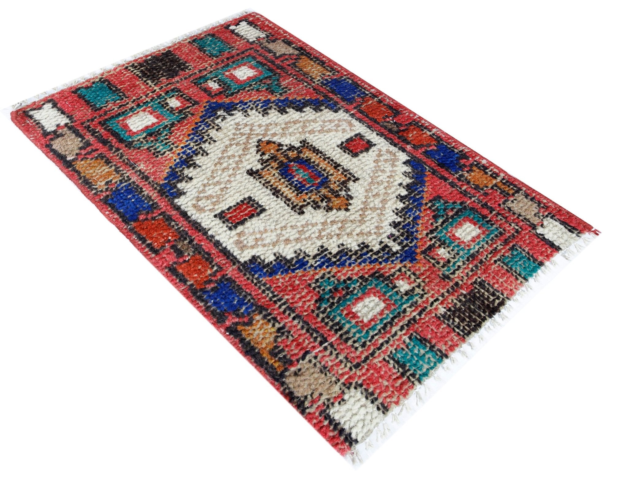 Handmade Ultra Mini Vintage Turkish Rug | 53 x 36 cm | 1'9 x 1'2" - Najaf Rugs & Textile