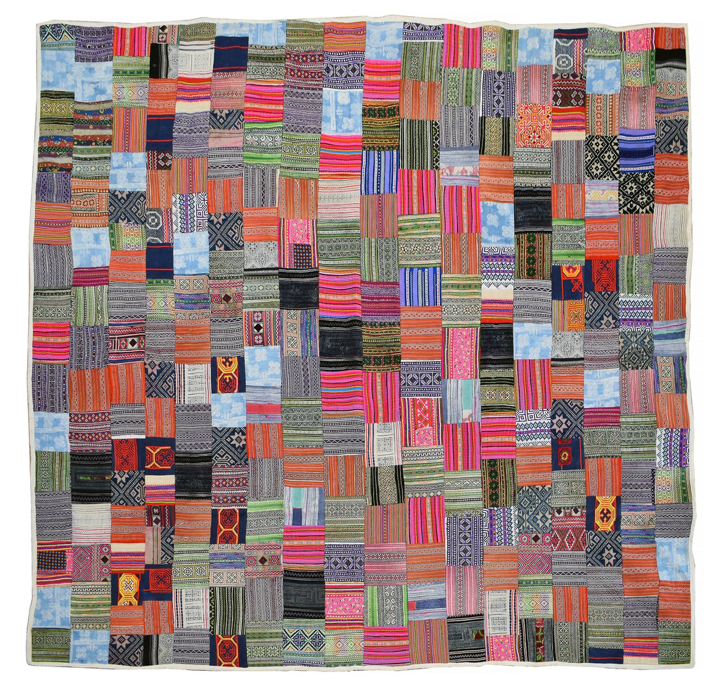 Handmade Vietnamese Hmong Patchwork Textile | 220 x 205 cm | 7'3" x 6'7" - Najaf Rugs & Textile