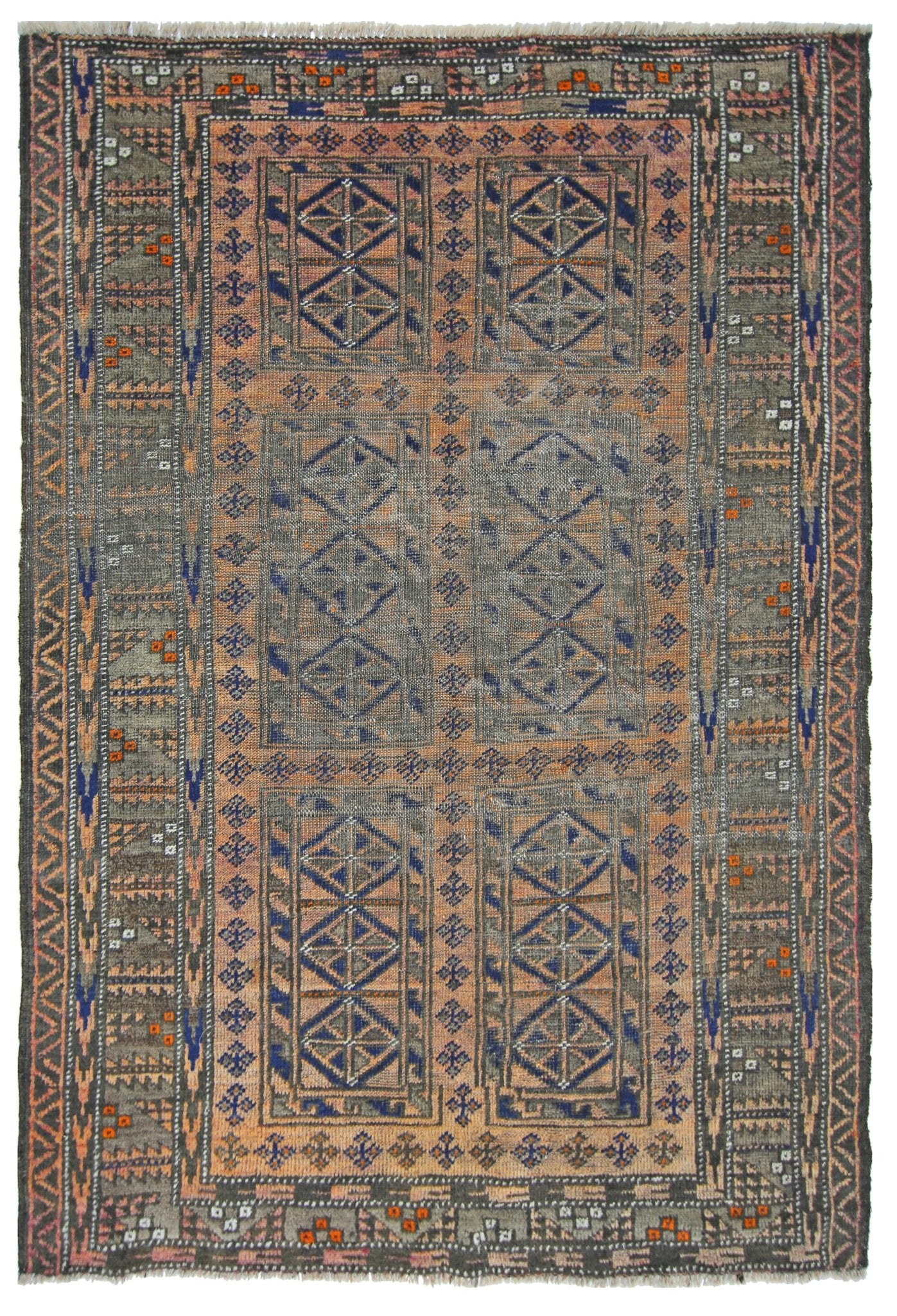 Handmade Vintage Afghan Balouch Rug | 176 x 123 cm | 5'9" x 4' - Najaf Rugs & Textile