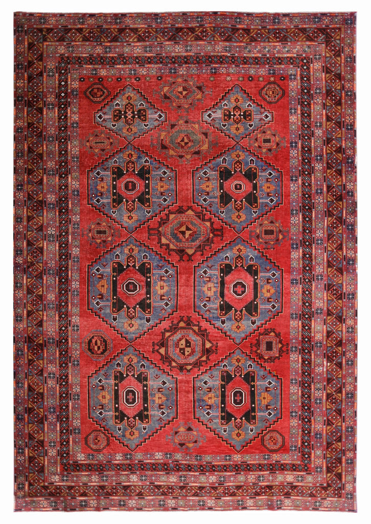 Handmade Vintage Afghan Balouch Rug | 384 x 260 cm | 12'7" x 8'6" - Najaf Rugs & Textile