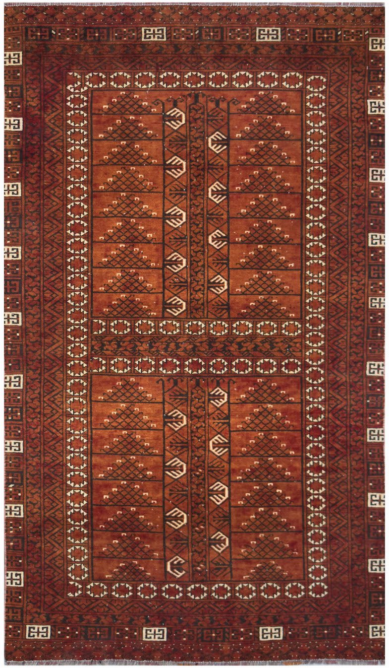 Handmade Vintage Afghan Rug | 245 x 141 cm | 8'11" x 4'7" - Najaf Rugs & Textile