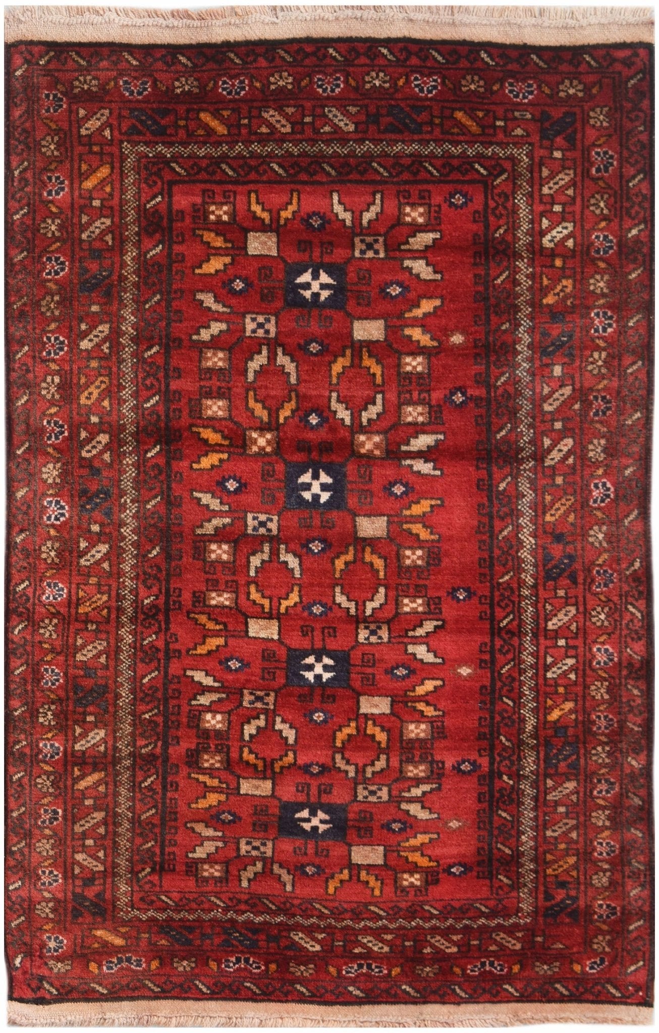 Handmade Vintage Afghan Shepherd's Rug | 157 x 100 cm | 5'2" x 3'4" - Najaf Rugs & Textile