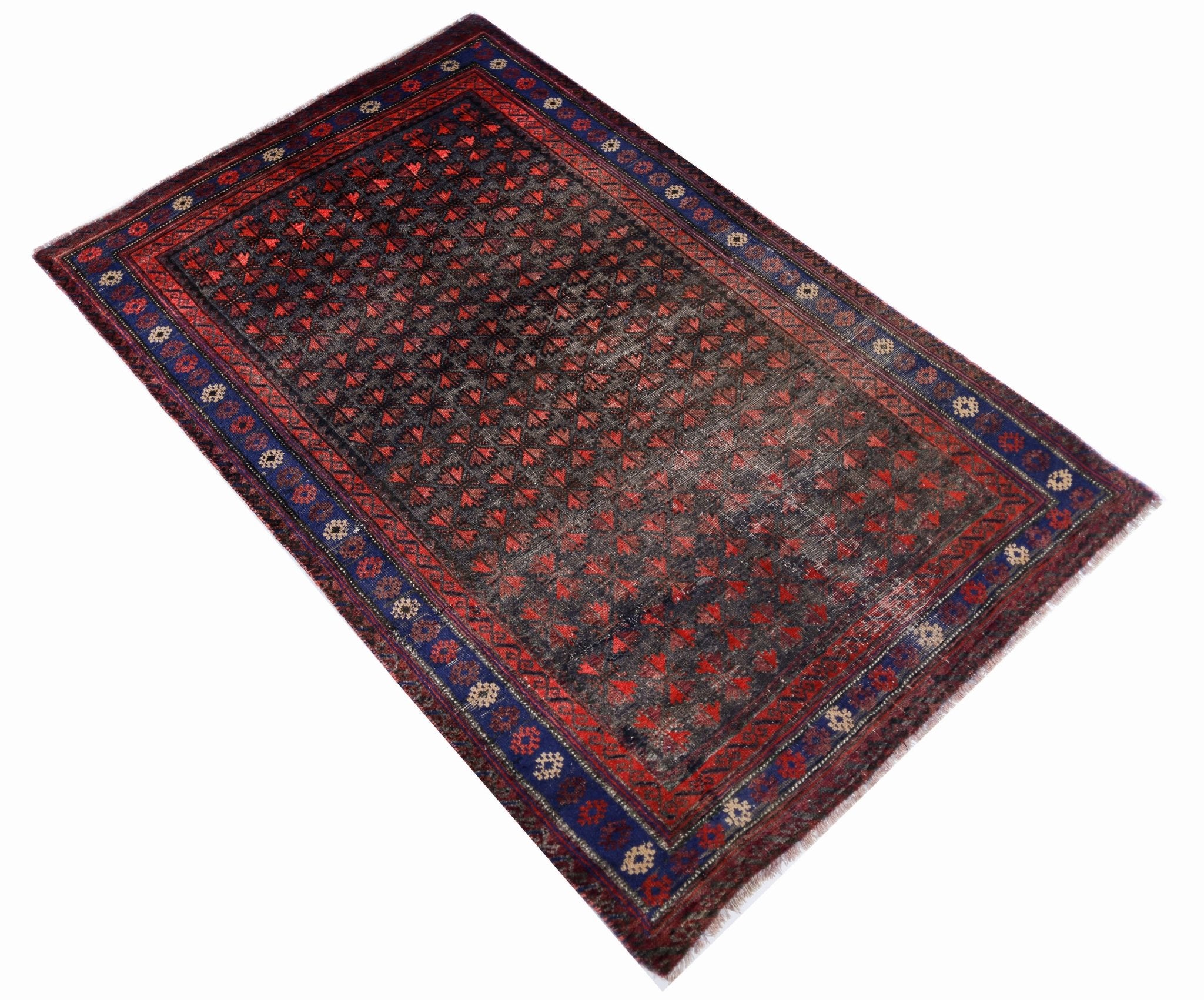 Handmade Vintage Afghan Shepherd's Rug | 172 x 105 cm | 5'8" x 3'5" - Najaf Rugs & Textile