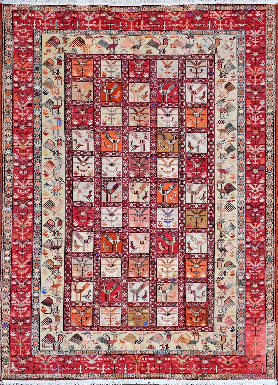 Handmade Vintage Afghan Sumak Kilim | 293 x 195 cm | 9'5" x 6'3" - Najaf Rugs & Textile