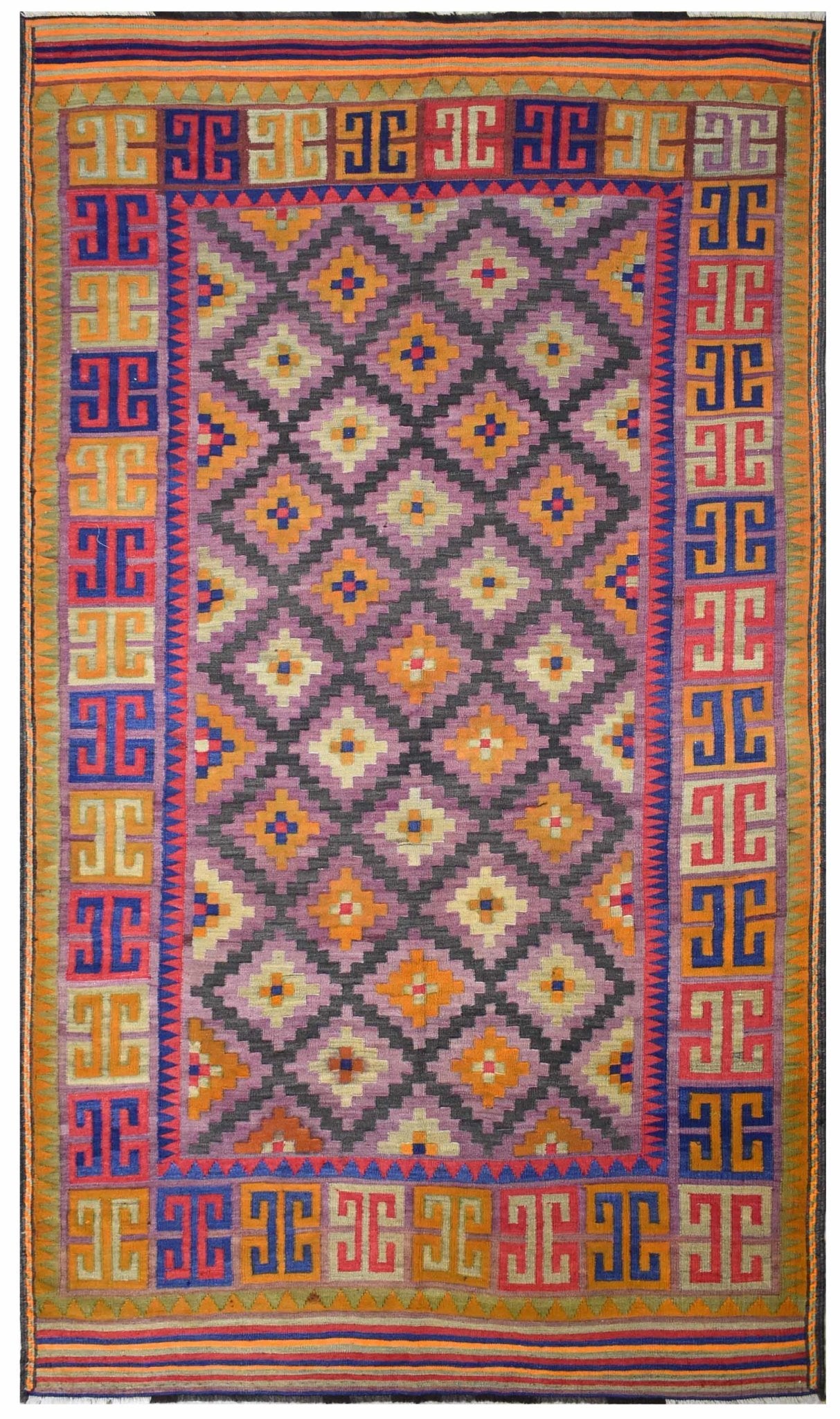 Handmade Vintage Afghan Tribal Maimana Kilim | 321 x 172 cm | 10'5" x 5'6" - Najaf Rugs & Textile
