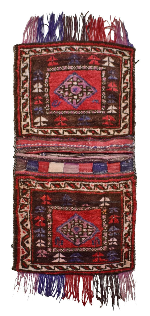 Handmade Vintage Afghan Tribal Saddle Bag | 100 x 51 cm | 3'2" x 1'6" - Najaf Rugs & Textile