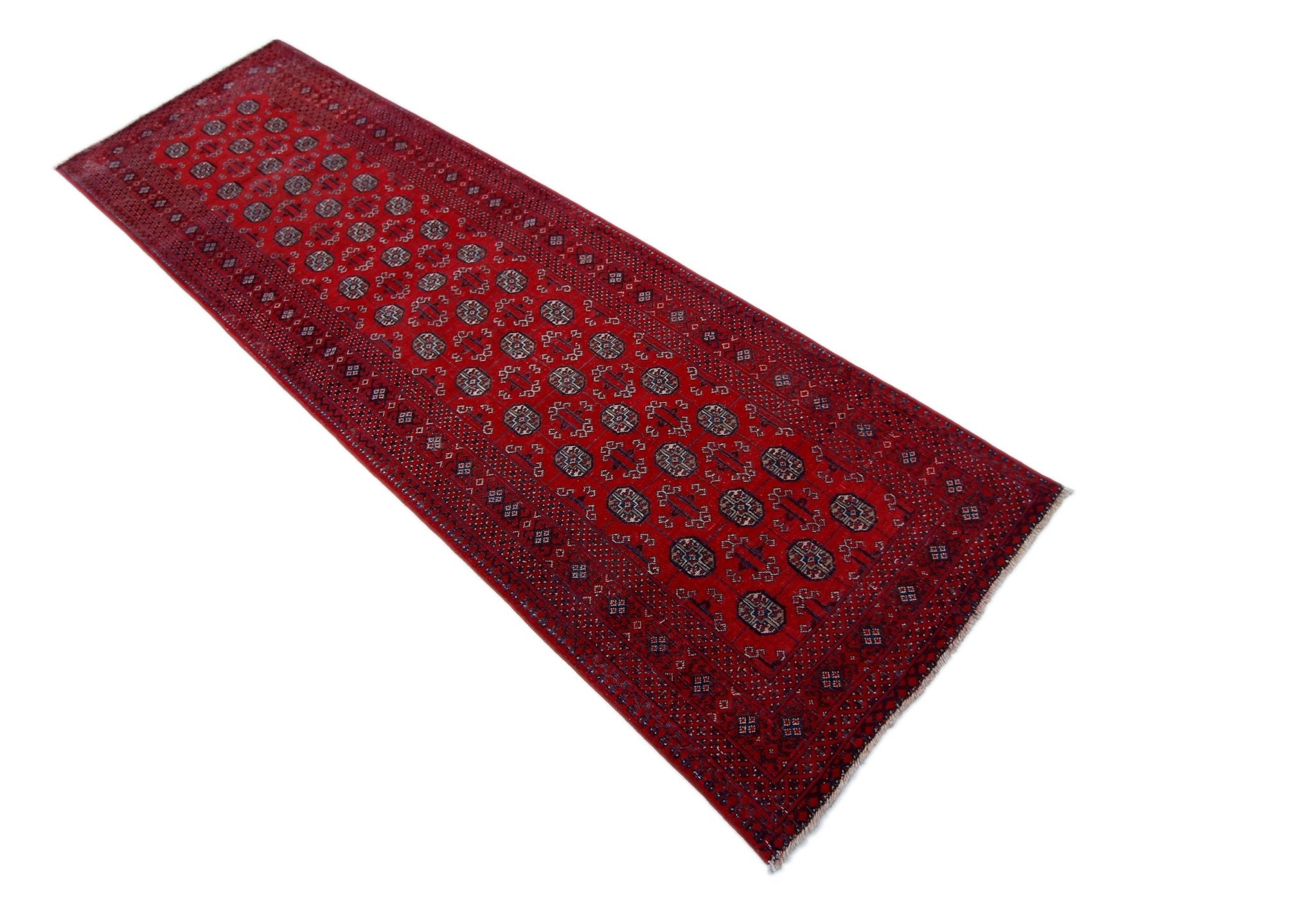 Handmade Vintage Afghan Turkmen Hallway Runner | 271 x 80 cm | 8’11" x 2'7" - Najaf Rugs & Textile