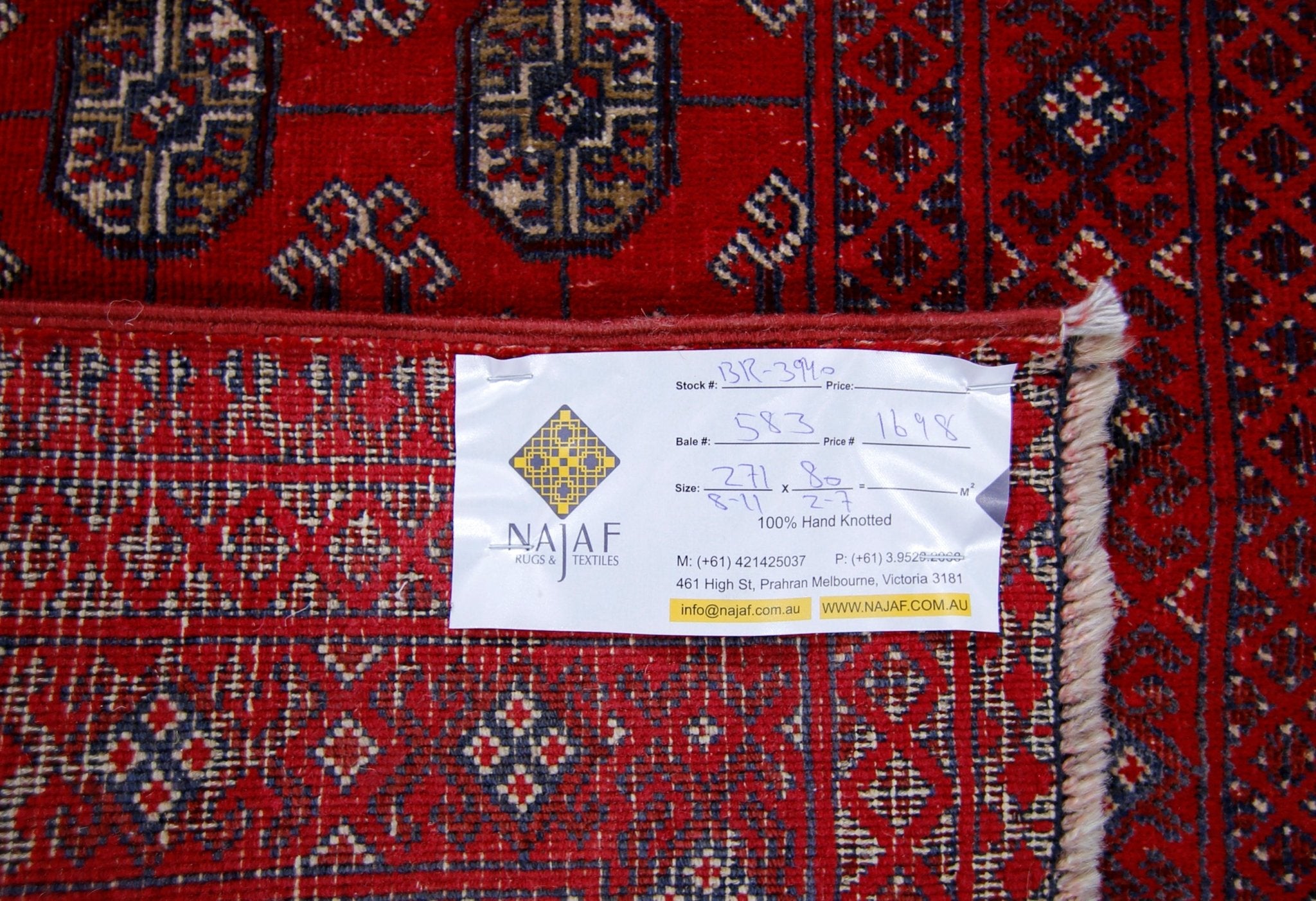 Handmade Vintage Afghan Turkmen Hallway Runner | 271 x 80 cm | 8’11" x 2'7" - Najaf Rugs & Textile