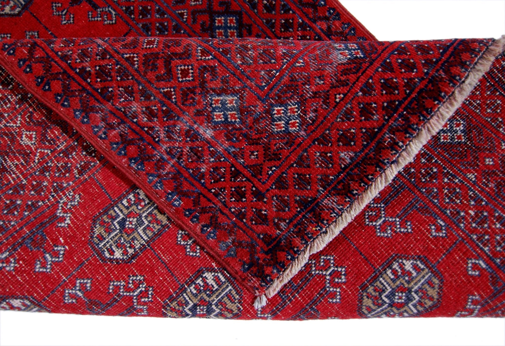 Handmade Vintage Afghan Turkmen Hallway Runner | 271 x 80 cm | 8’11" x 2'7" - Najaf Rugs & Textile
