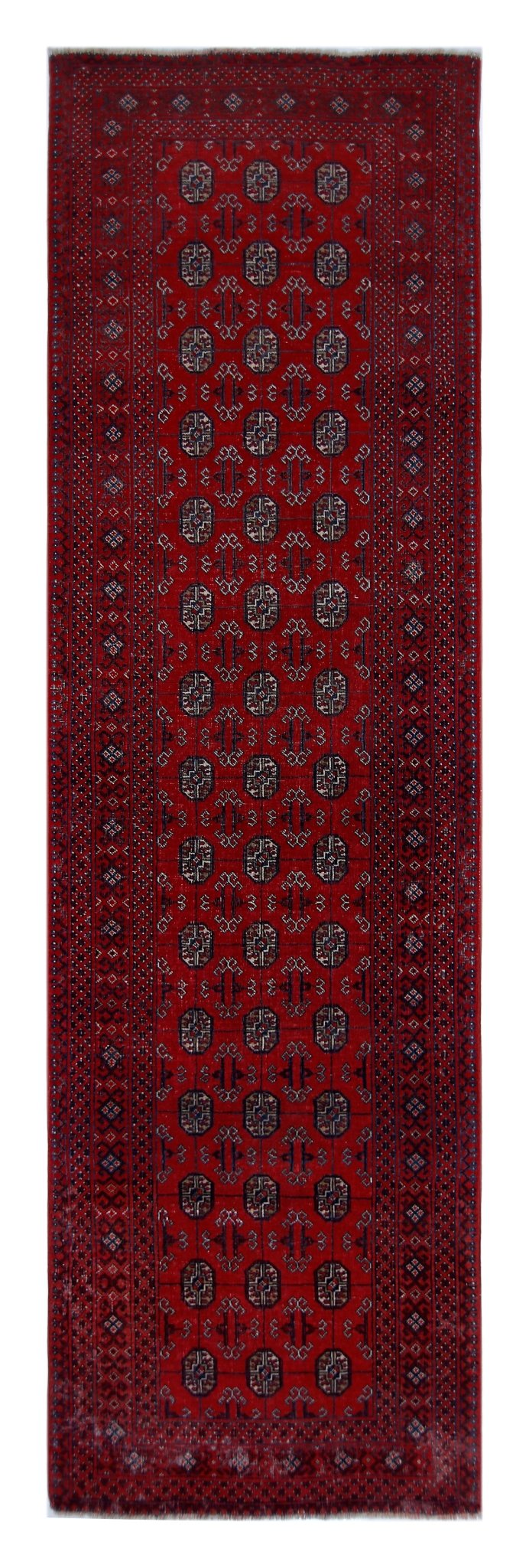 Handmade Vintage Afghan Turkmen Hallway Runner | 271 x 80 cm | 8’11" x 2'7" - Najaf Rugs & Textile