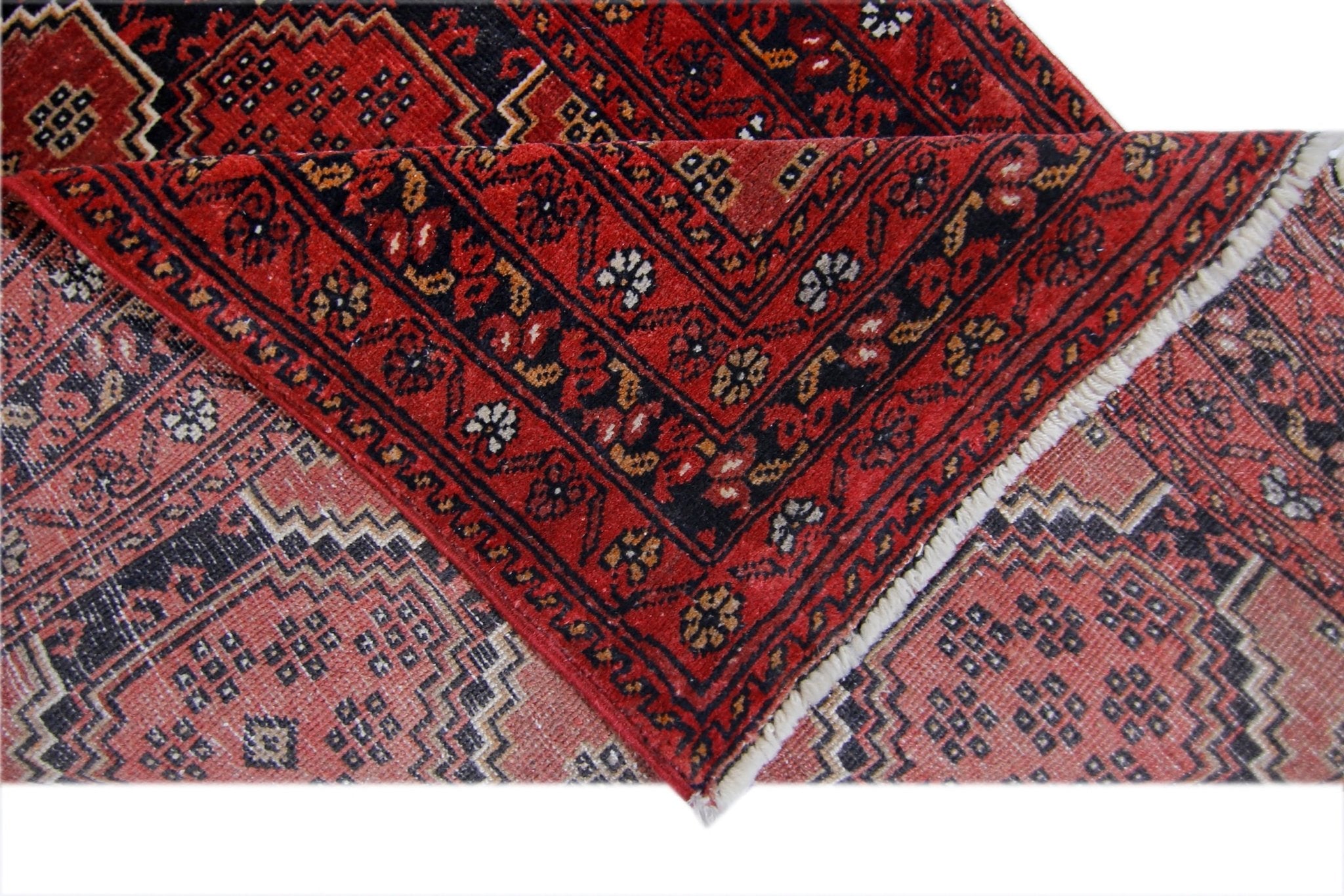 Handmade Vintage Afghan Turkmen Hallway Runner | 284 x 81 cm | 9’4" x 2'8" - Najaf Rugs & Textile