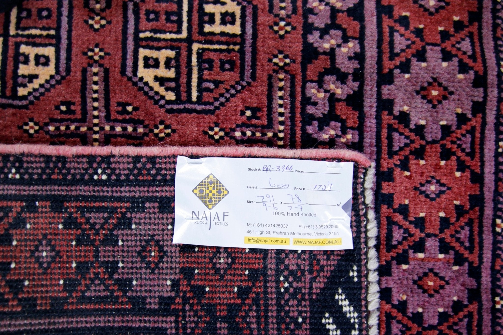 Handmade Vintage Afghan Turkmen Hallway Runner | 291 x 78 cm | 9’6" x 2'7" - Najaf Rugs & Textile