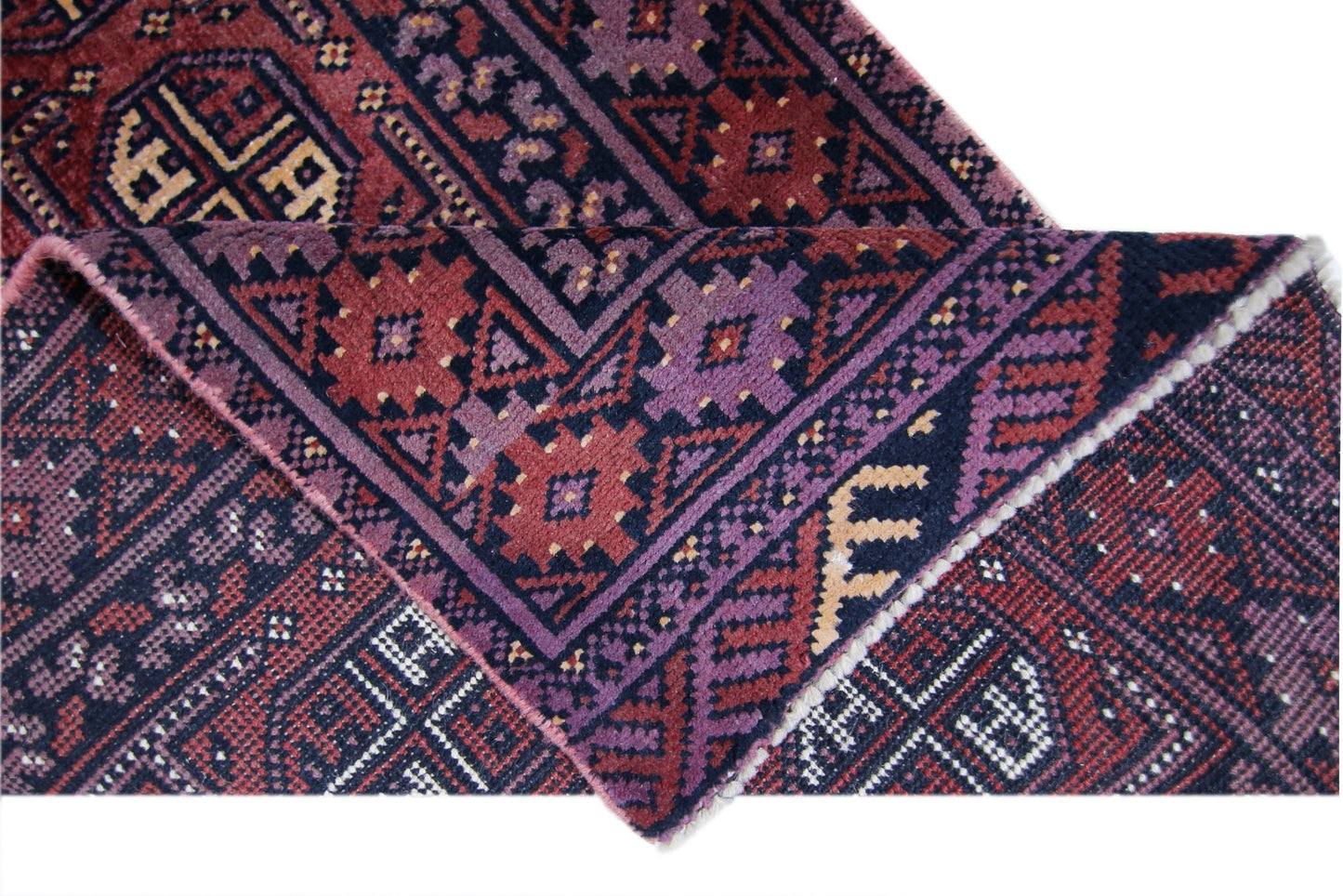 Handmade Vintage Afghan Turkmen Hallway Runner | 291 x 78 cm | 9’6" x 2'7" - Najaf Rugs & Textile