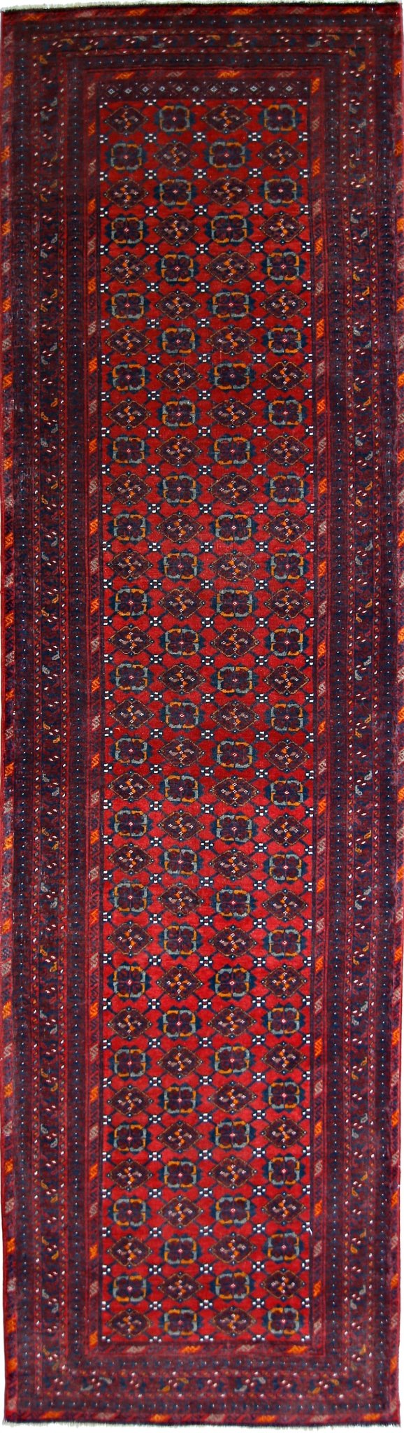 Handmade Vintage Afghan Turkmen Hallway Runner | 293 x 80 cm | 9’7” x 2’7” - Najaf Rugs & Textile