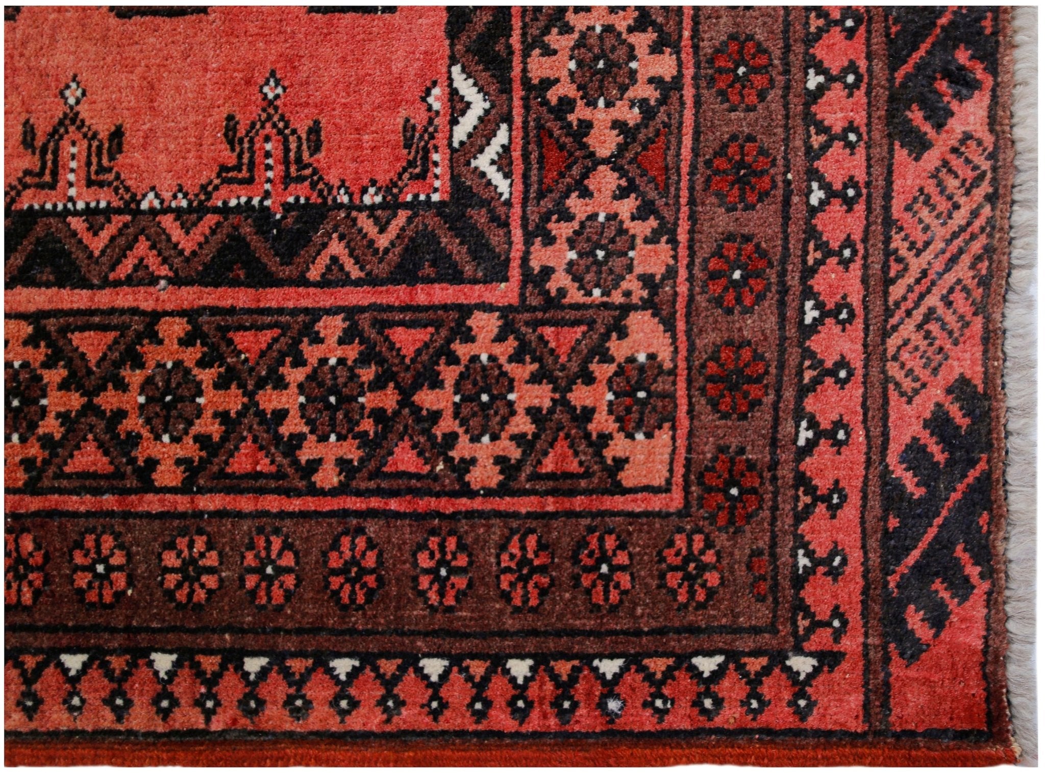 Handmade Vintage Afghan Turkmen Hallway Runner | 313 x 92 cm | 10’3” x 3' - Najaf Rugs & Textile