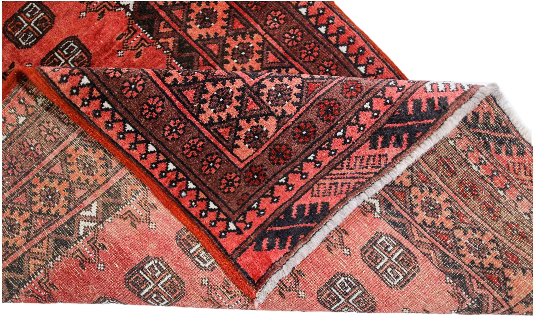 Handmade Vintage Afghan Turkmen Hallway Runner | 313 x 92 cm | 10’3” x 3' - Najaf Rugs & Textile