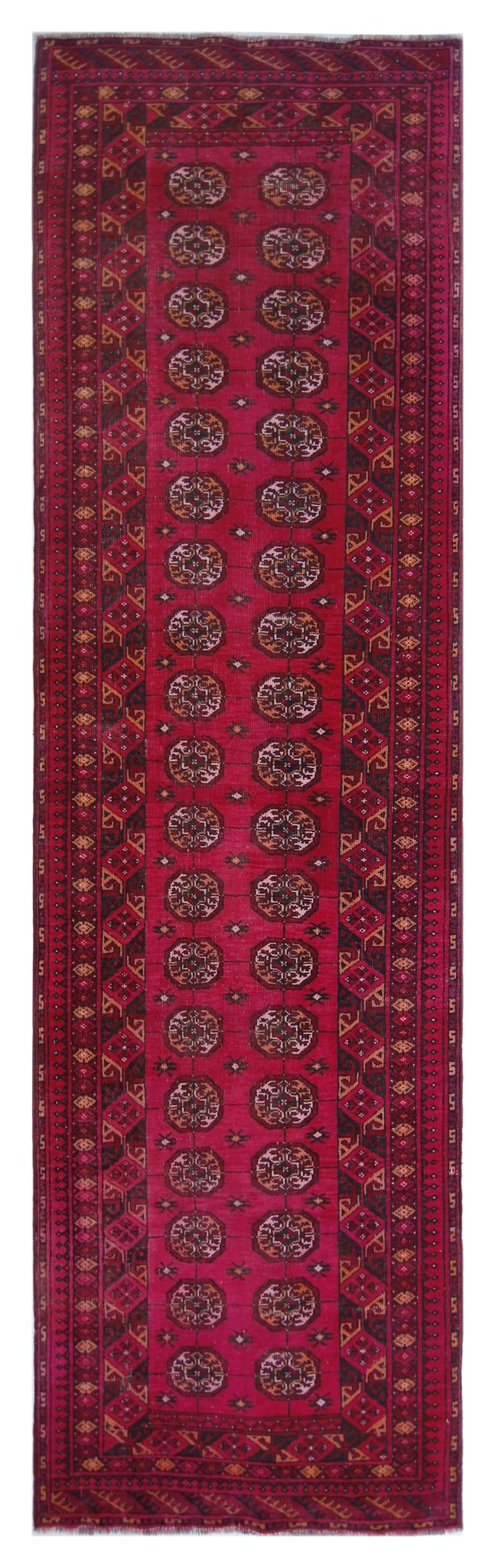 Handmade Vintage Afghan Turkmen Hallway Runner | 314 x 91 cm | 10’4" x 3' - Najaf Rugs & Textile
