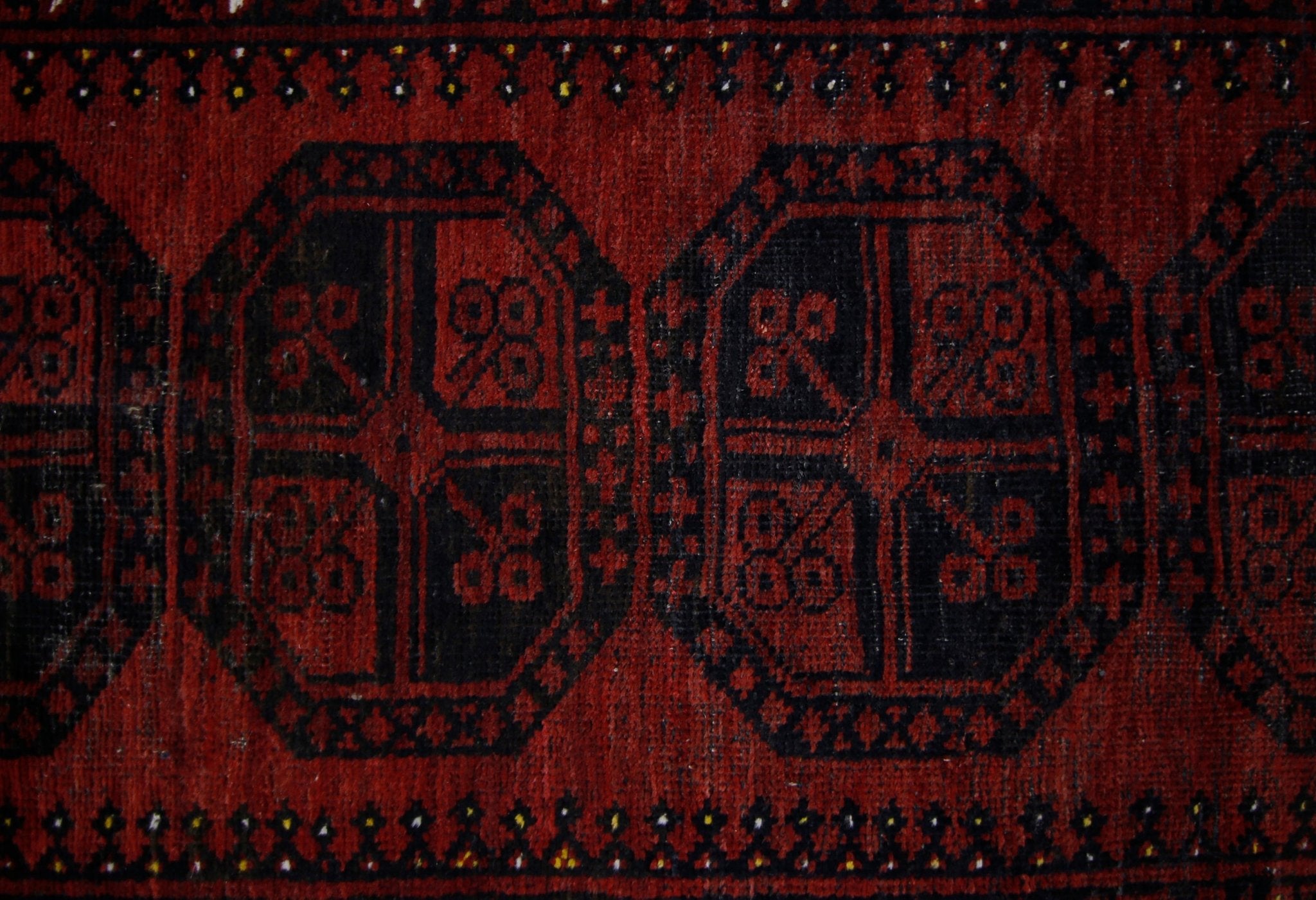 Handmade Vintage Afghan Turkmen Hallway Runner | 400 x 98 cm | 13’1” x 3'2" - Najaf Rugs & Textile